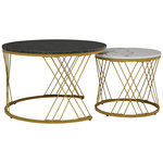 MERAX Table basse gigogne ronde noir+blanc - 70x70 cm mdf