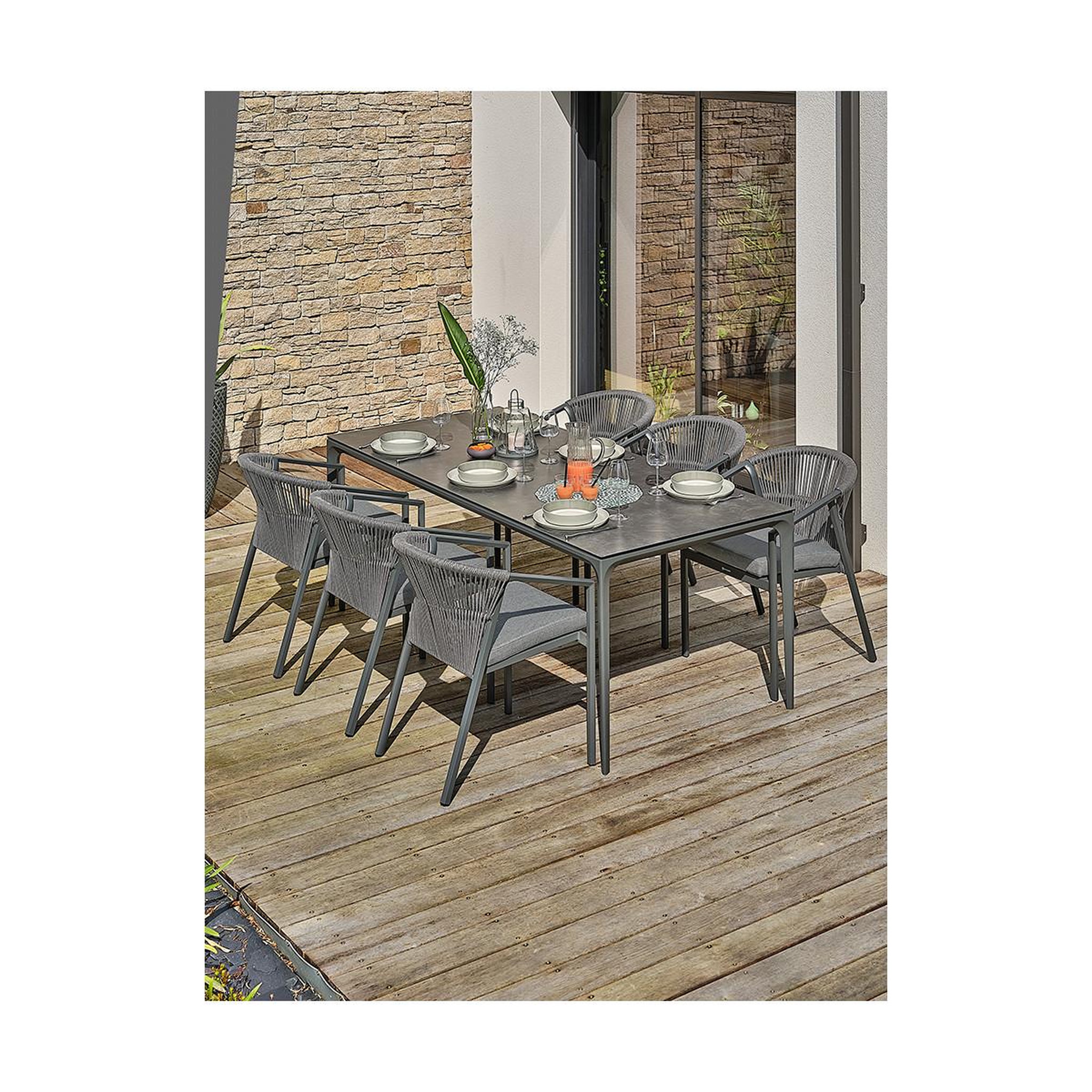 Voir la diapositive 3 : Paris Prix Ensemble table de jardin & 6 fauteuils  tigua & gambi  200cm anthracite