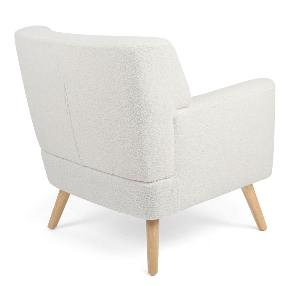 ID MARKET Fauteuil scandinave LIV en tissu bouclette blanc