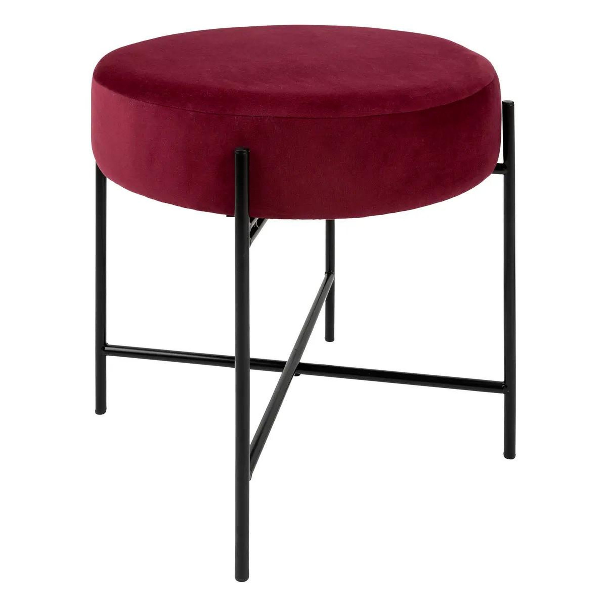 ATMOSPHERA Tabouret rond en velours  arty  47cm rouge rubis