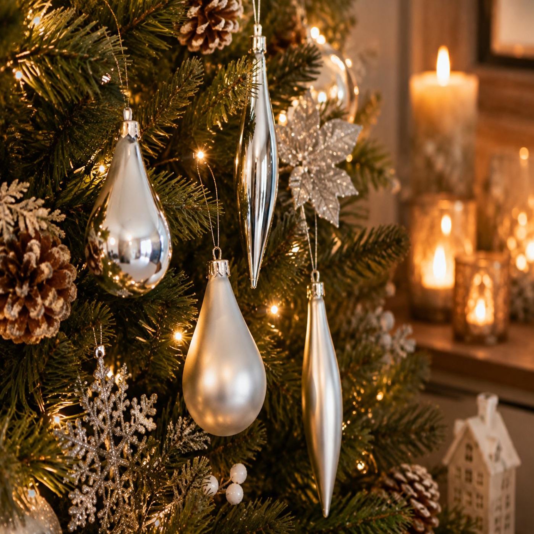 Voir la diapositive 2 : Eden 4 boules de sapin de noel olive et glacon