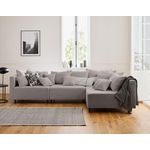 LISA DESIGN Edinburg - canapé modulable d'angle réversible 4 places - en velours côtelé. Coloris disponibles : Gris, Bleu, Beige, Vert, Orange, Jaune, Noir