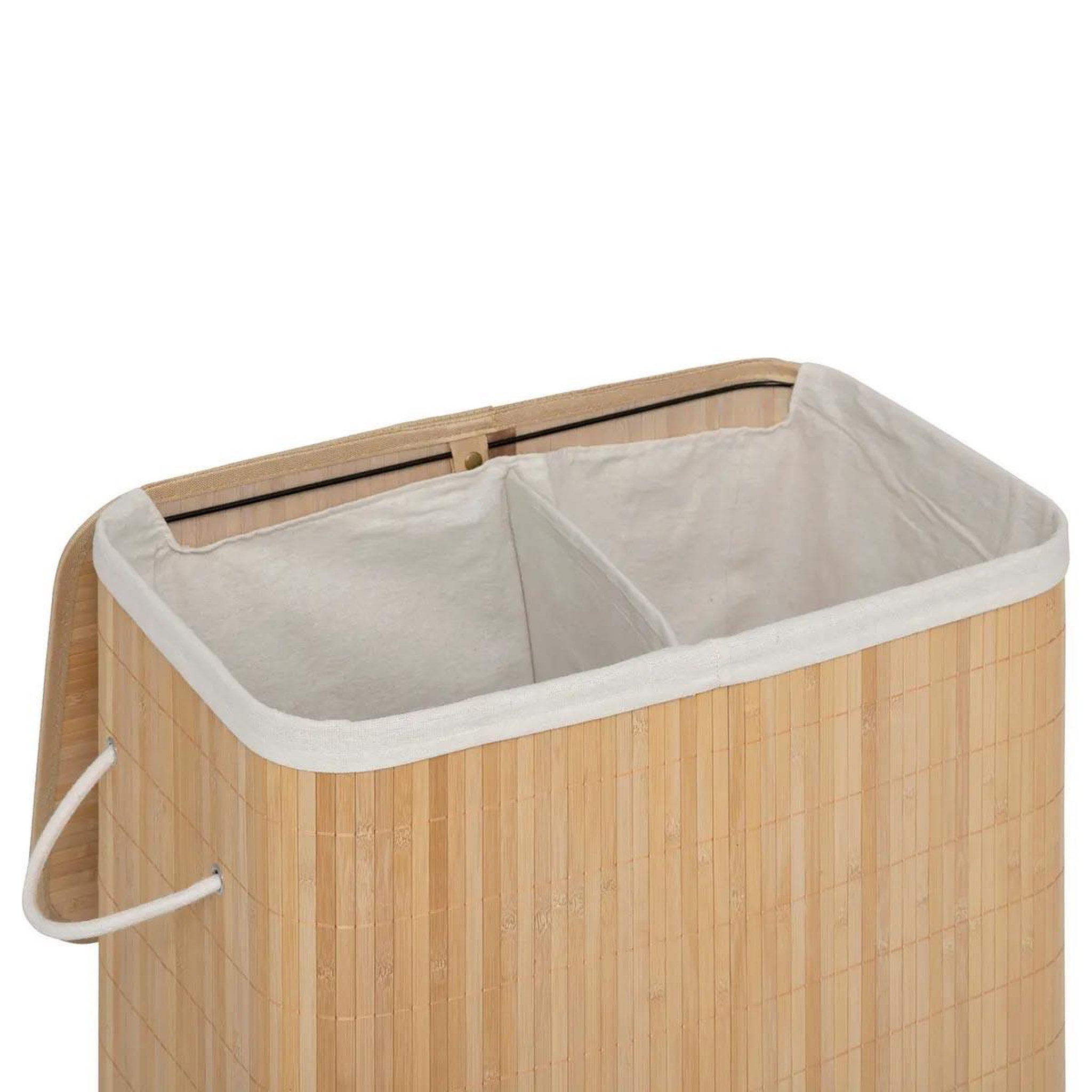 Voir la diapositive 4 : FIVE Panier à linge double  bambou  100l naturel