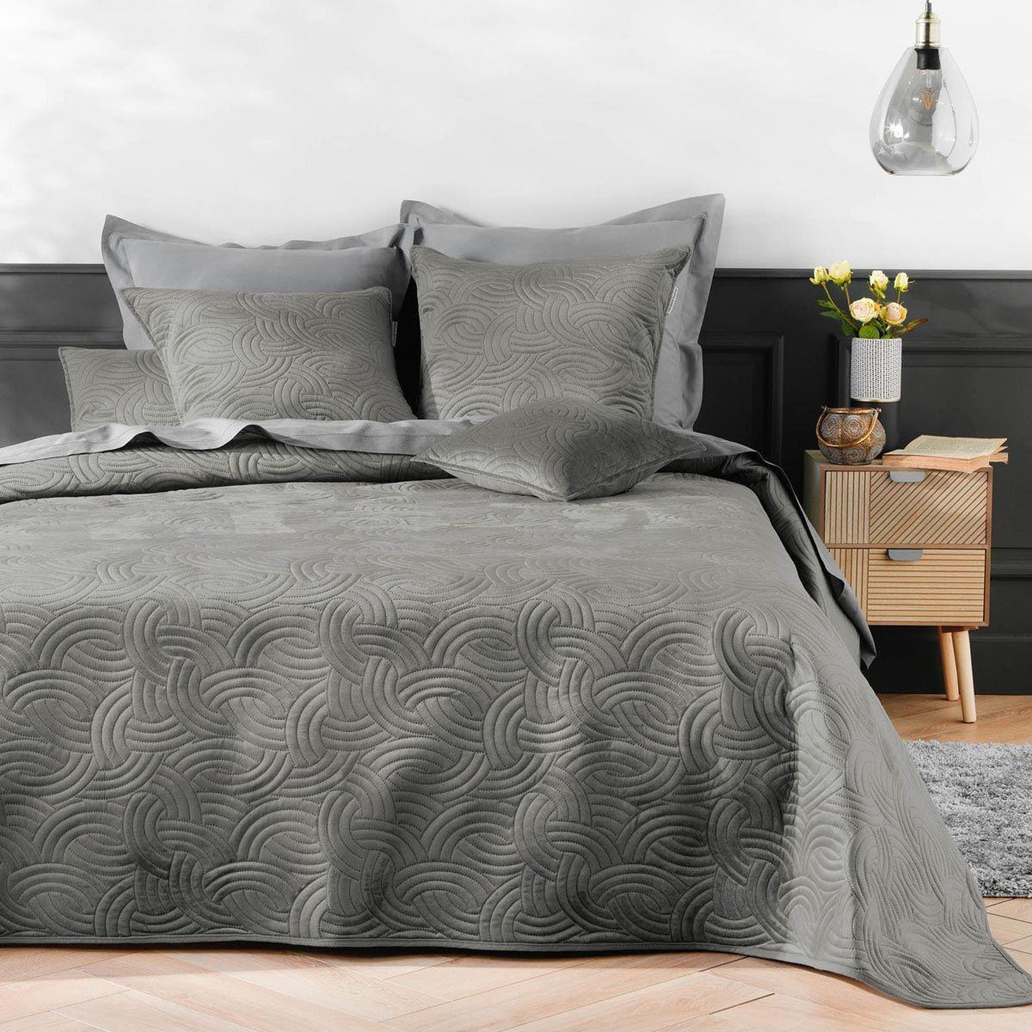 Voir la diapositive 3 : Douceur d'Intérieur Housse de coussin velours uni  solange  40x40cm gris