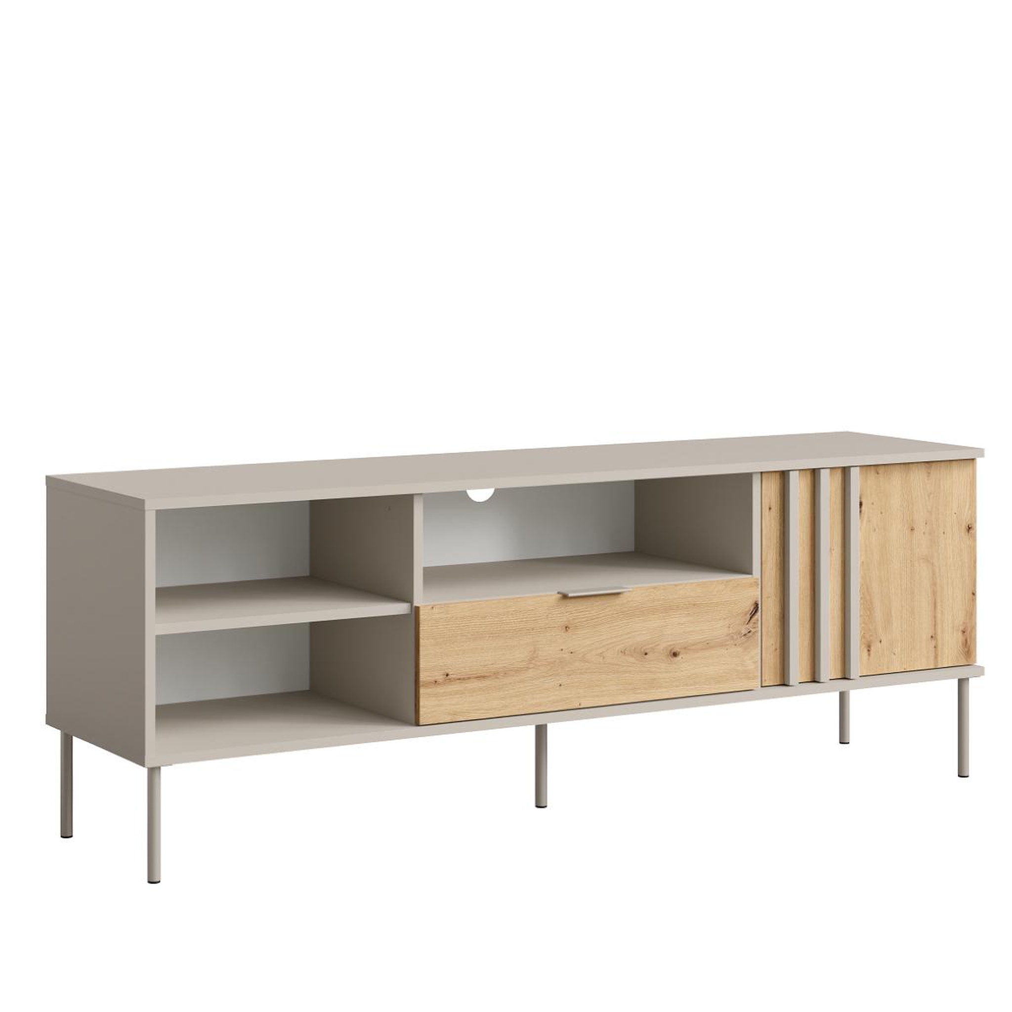 JLC KREATION Meuble tv moderne beige et bois 160cm irina