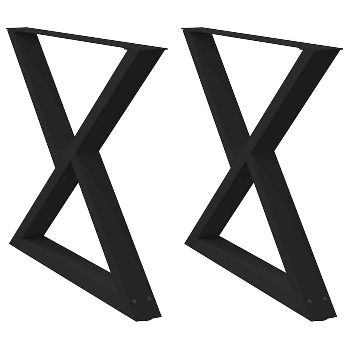 VIDAXL Pieds de table a manger 2 pcs noir 90x(72-73,3) cm acier