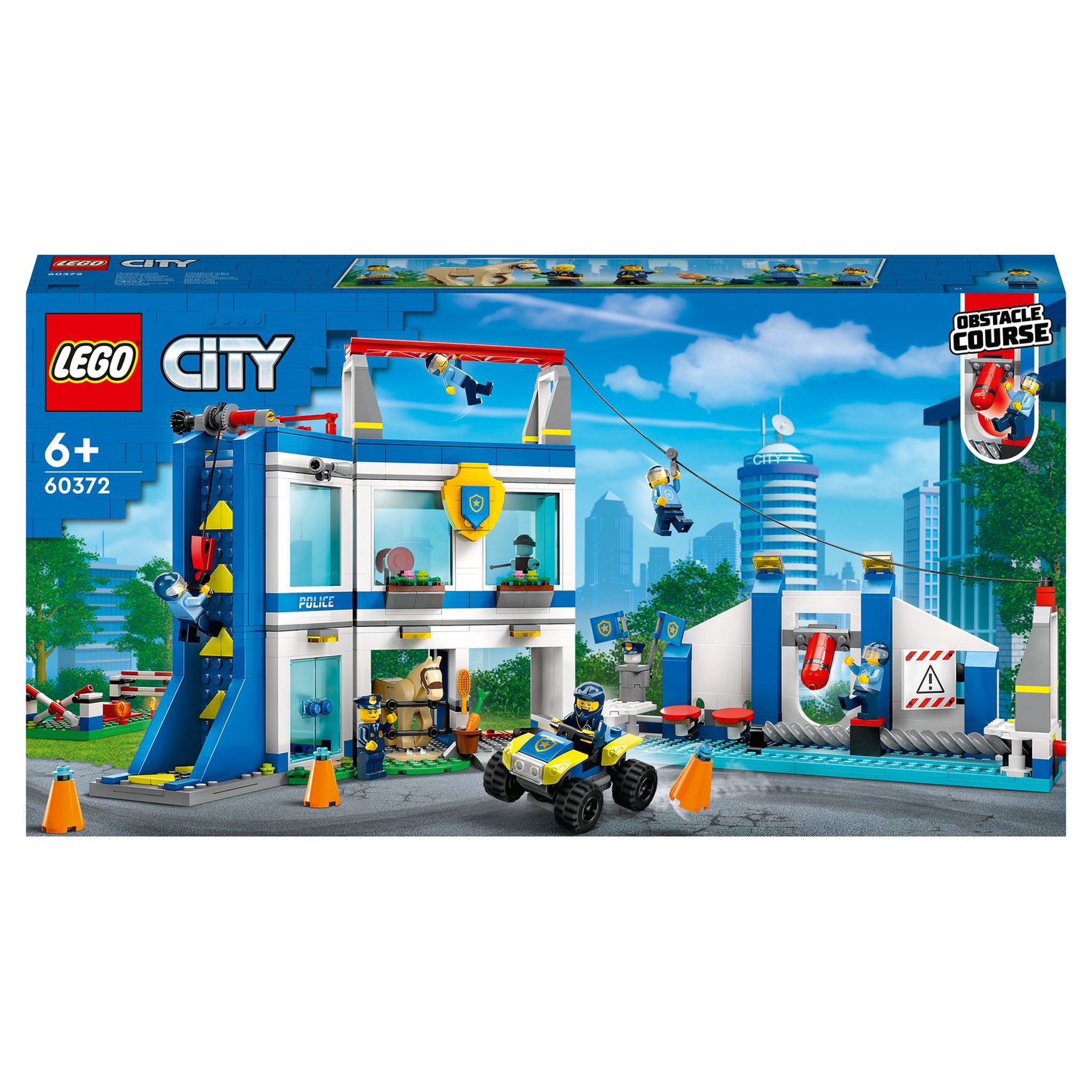 LEGO City 60372 Le centre d'entrainement de la police, avec Course d'Obstacle, Figurine de Cheval, Jouet Voiture, et Minifigurines Policiers, Enfants 6 Ans