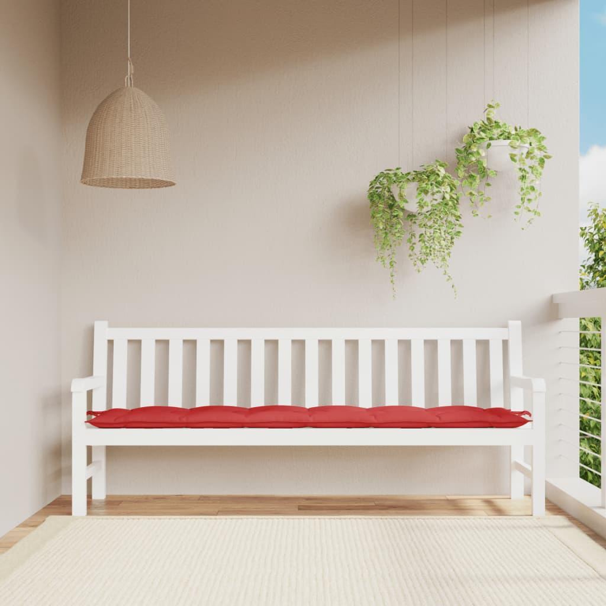 VIDAXL Coussin de banc de jardin rouge 200x50x7 cm tissu oxford
