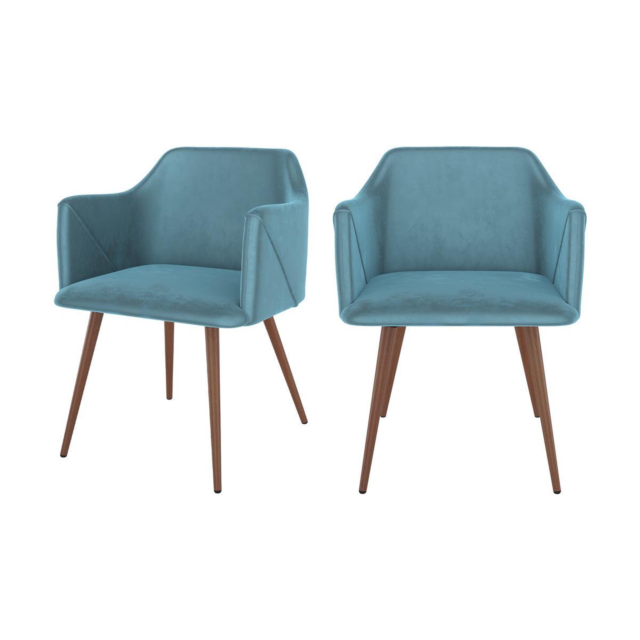 MAISON PAVANE Lot de 2 chaises avec accoudoirs en velours bleu-daisy