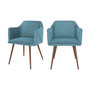 Voir la diapositive 1 : MAISON PAVANE Lot de 2 chaises avec accoudoirs en velours bleu-Daisy