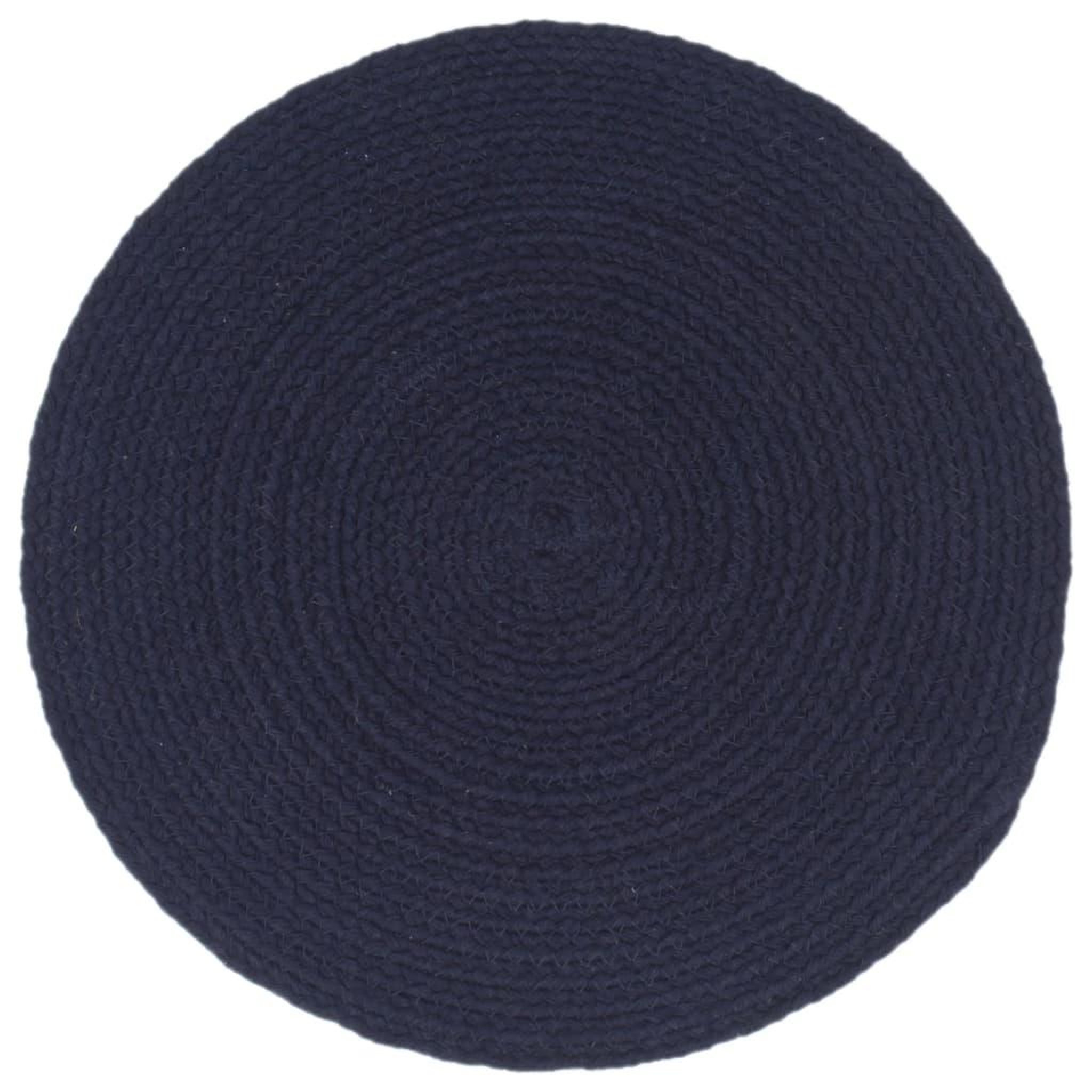 Voir la diapositive 2 : VIDAXL Napperons 4 pcs Bleu marine Plain 38 cm Rond Coton