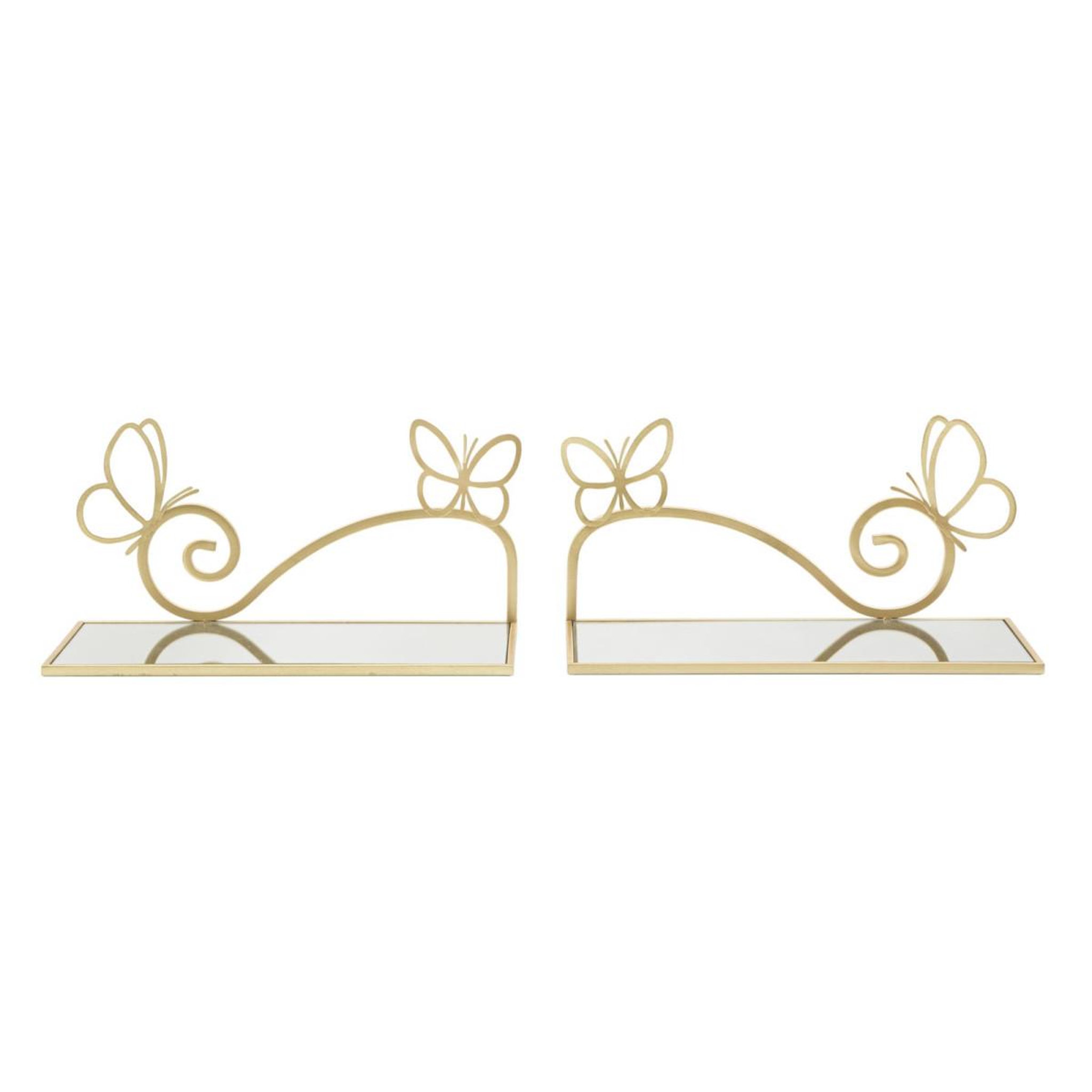 Voir la diapositive 2 : Paris Prix Lot de 2 tables de chevet murales  butterfly  41cm or