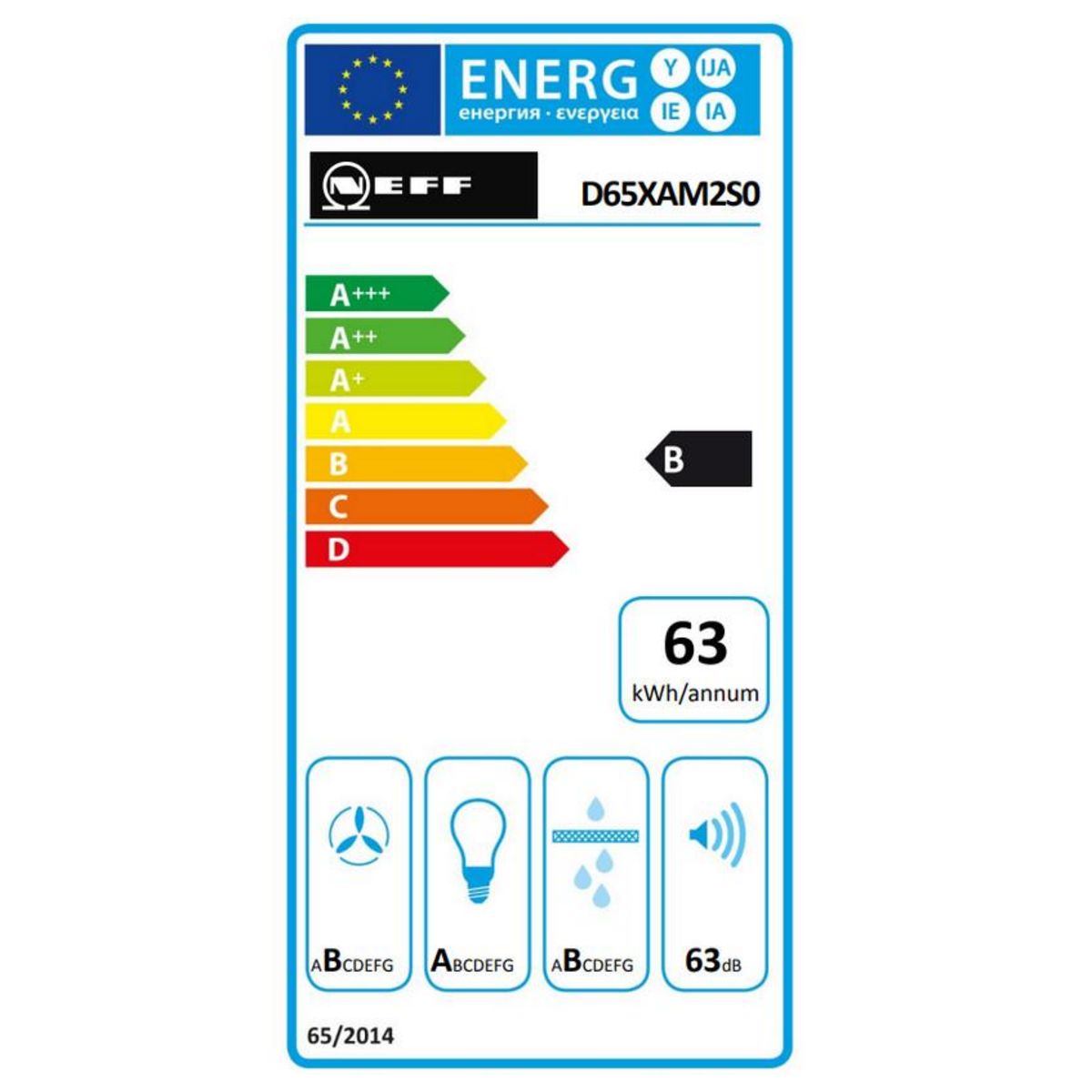 Neff Hotte box intégrée 60cm 460m3/h noir - d65xam2s0