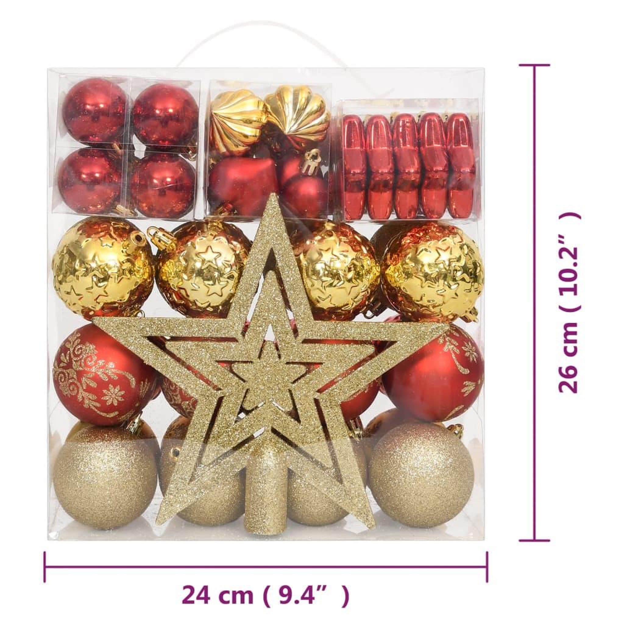 Voir la diapositive 6 : VIDAXL Ensemble de boules de Noël 70 pcs Dore et rouge