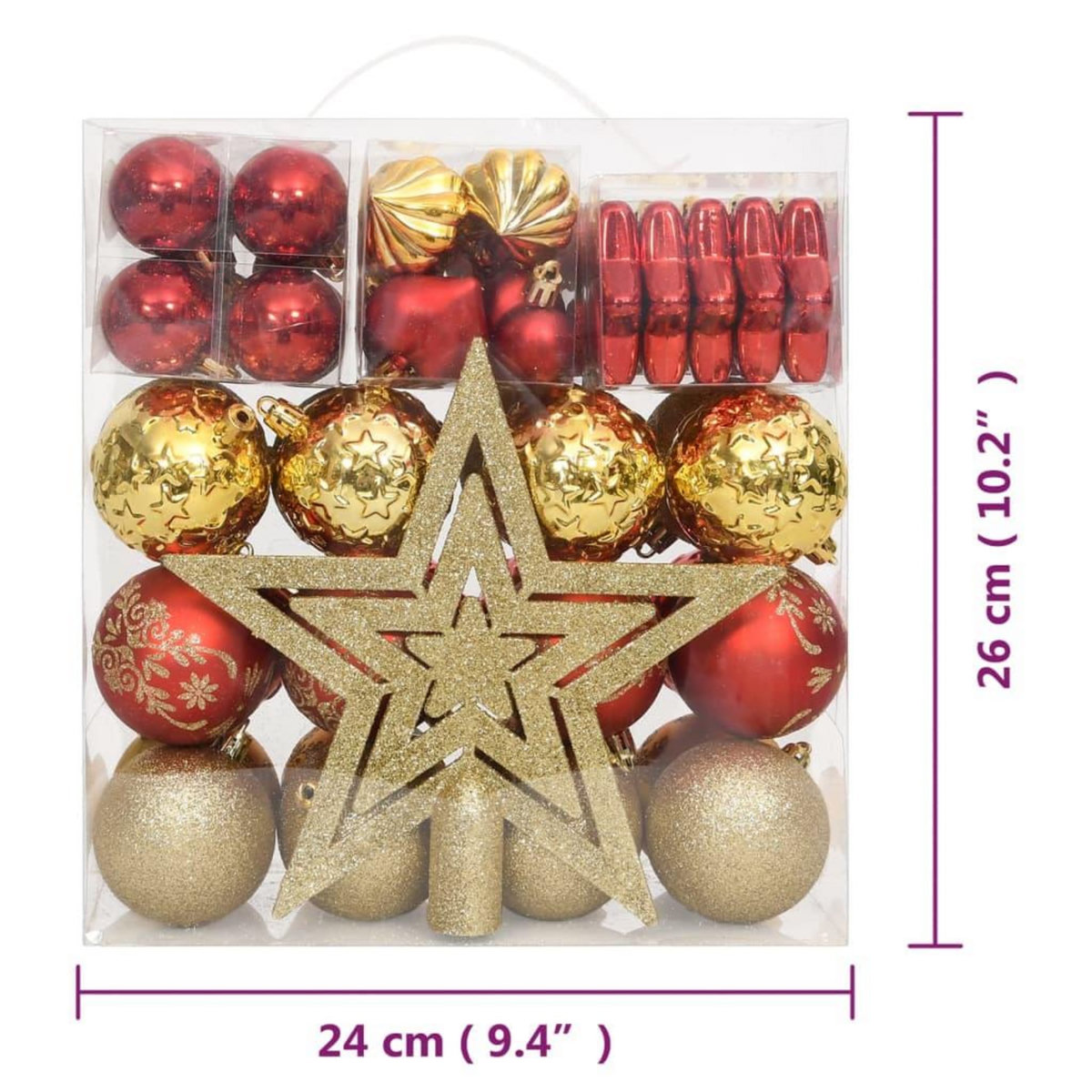 VIDAXL Ensemble de boules de Noël 70 pcs Dore et rouge