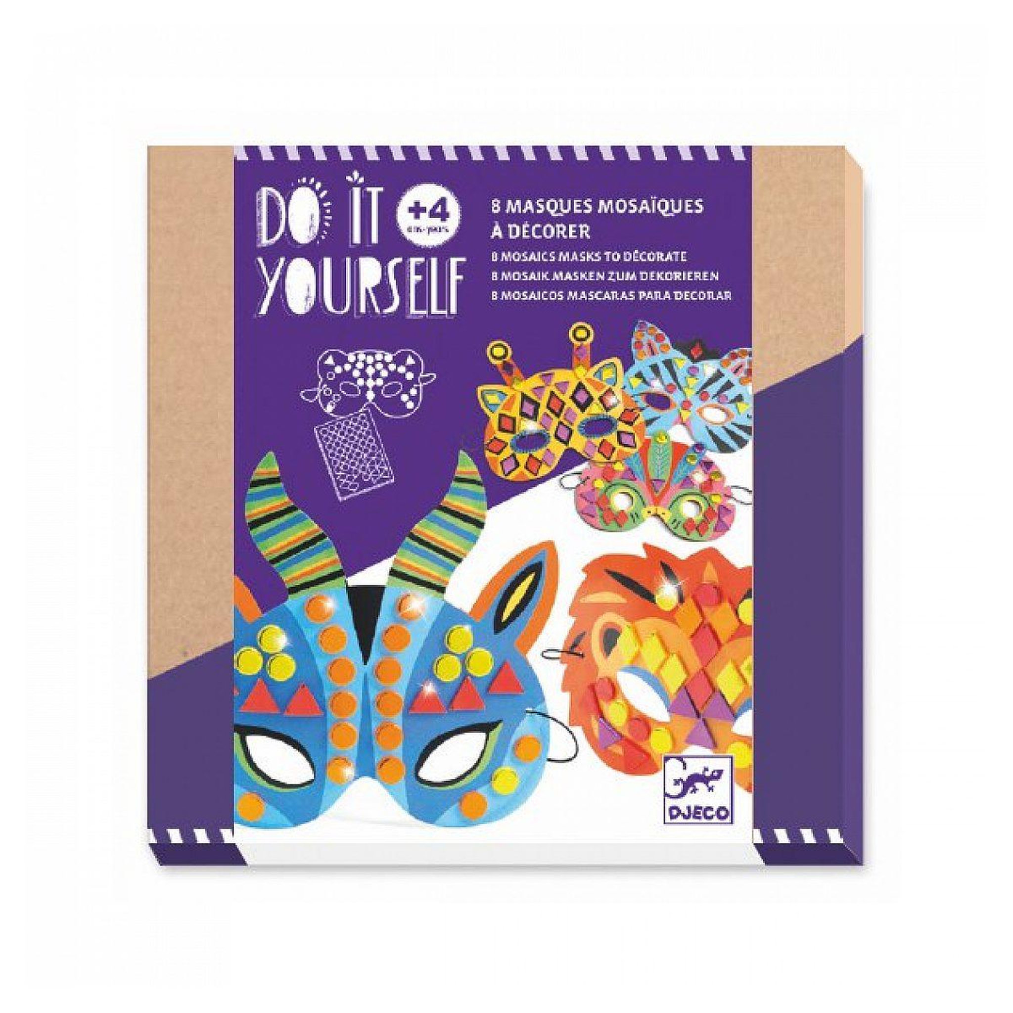 Djeco Diy masques mosaiques animaux de la jungle