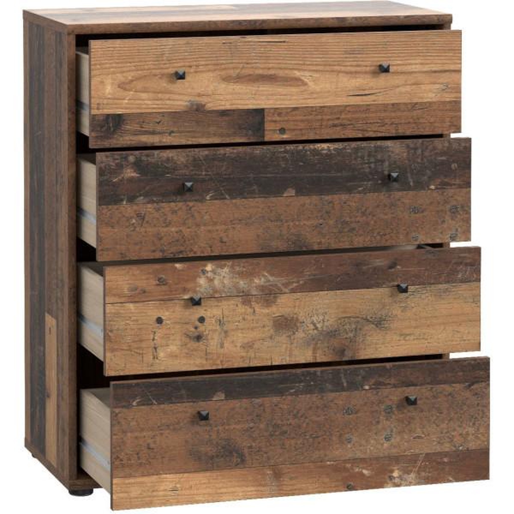 Voir la diapositive 5 : MARKET24 Commode - TEMPRA - 4 tiroirs - Vieux bois - 73,7 x 34,8 x 85,5 cm