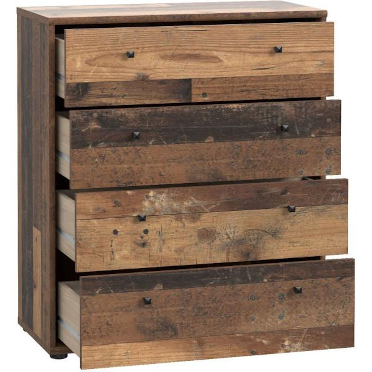 MARKET24 Commode - TEMPRA - 4 tiroirs - Vieux bois - 73,7 x 34,8 x 85,5 cm