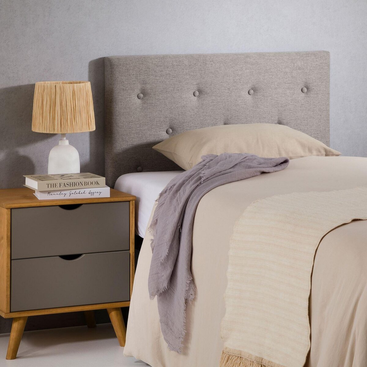 IDIMEX Tête de lit MAVELI 90 capitonnée sur pieds, en tissu