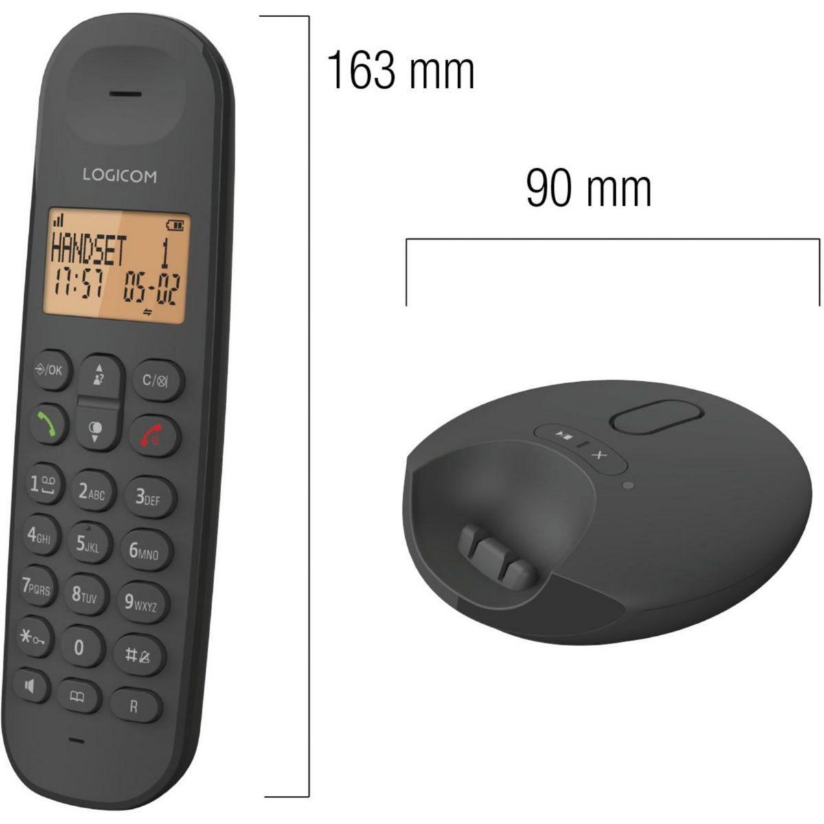 Logicom Téléphone sans fil Iloa Solo Répondeur Noir
