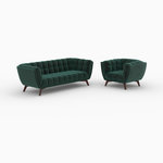 MAISON PAVANE Ensemble canapé et fauteuil en velours vert 4 places-Mona