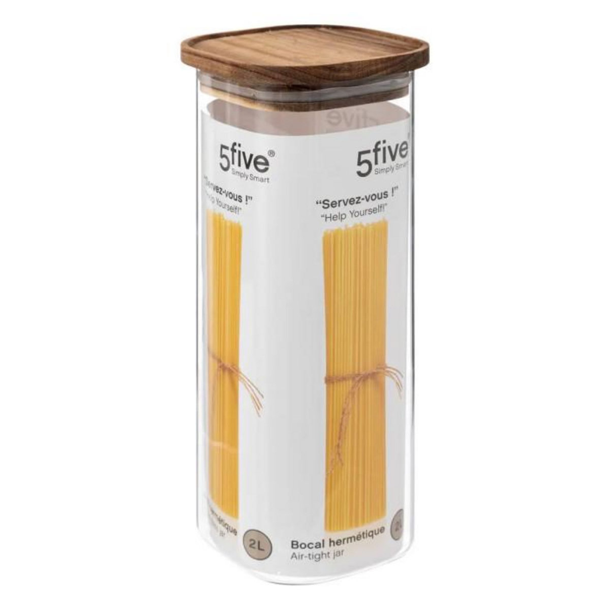 FIVE Bocal en Verre  Hermet  2L Transparent & Marron