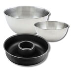 ZENKER Lot comprenant 1 Moule à savarin 28 cm, 1 spatule Zenker et 2 bols à mixer en inox Fackelmann