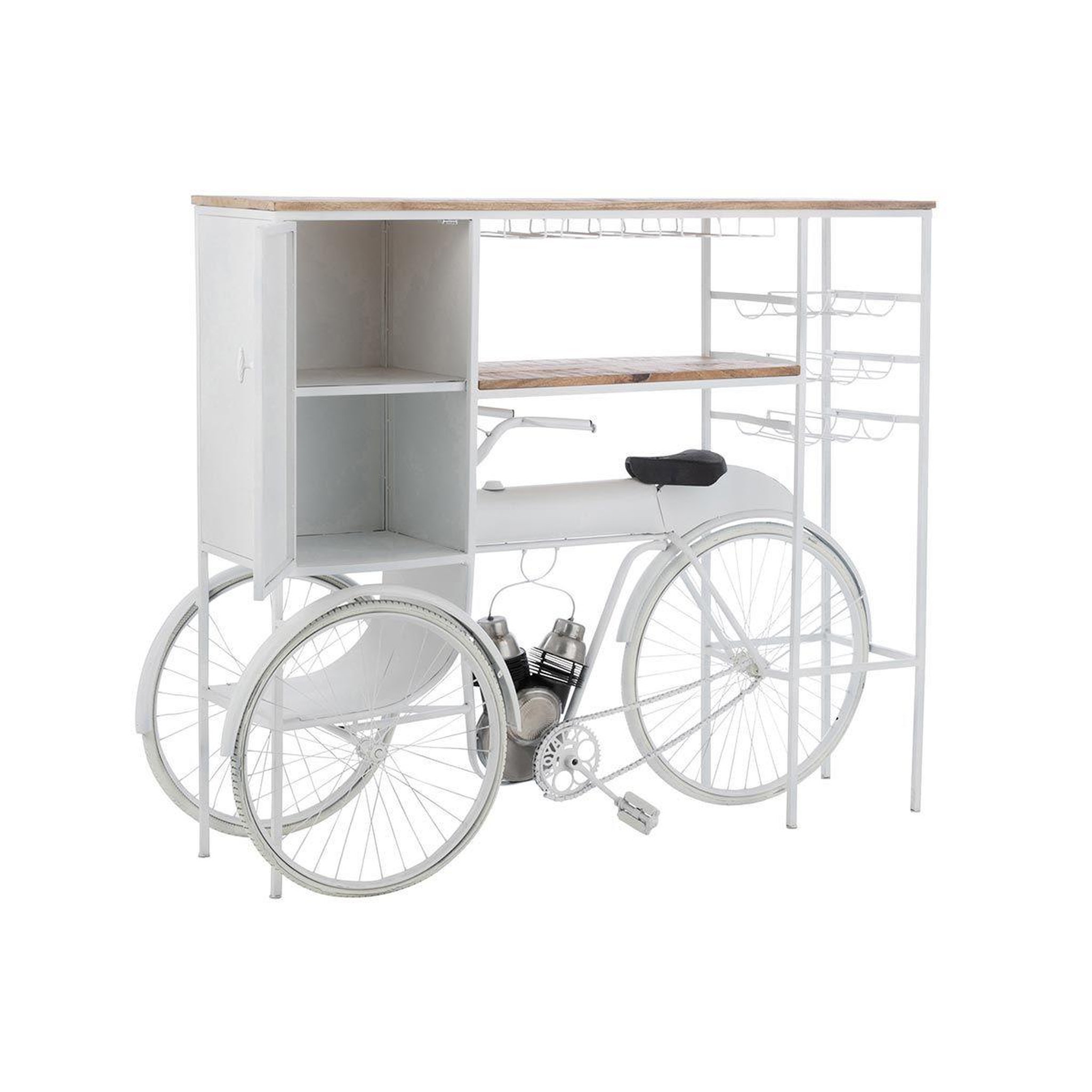 Voir la diapositive 2 : J-LINE Comptoir de bar en métal  vélo  173cm blanc