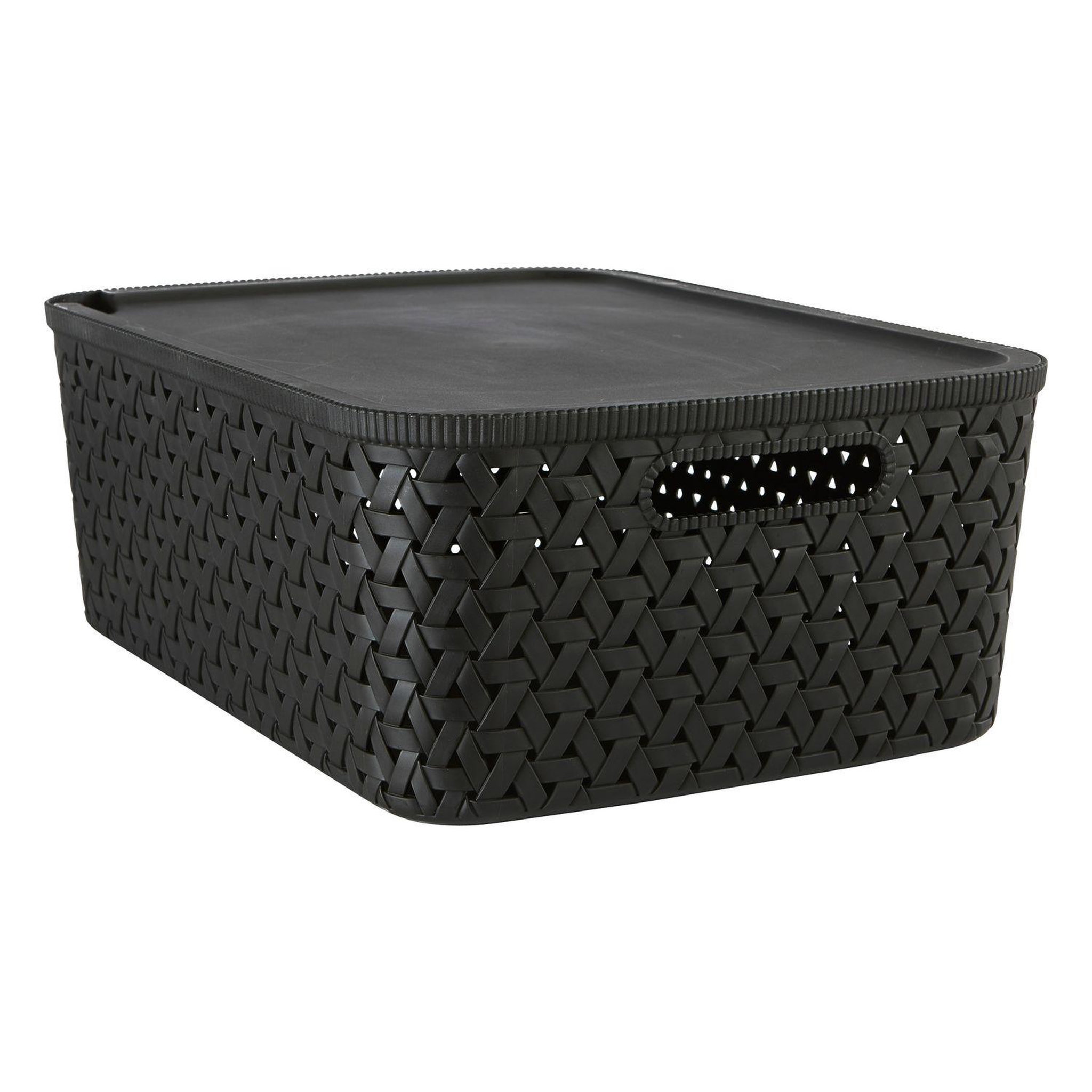 ATMOSPHERA Panier de rangement tressé avec couvercle TRESSY. Coloris disponibles : Vert, Noir