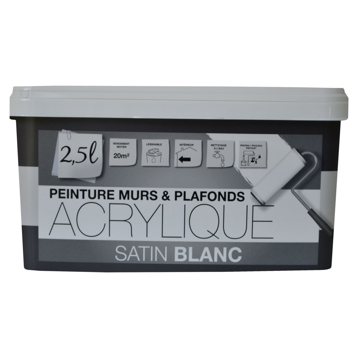 AUCHAN Peinture mur et plafond couleur blanc satin  
