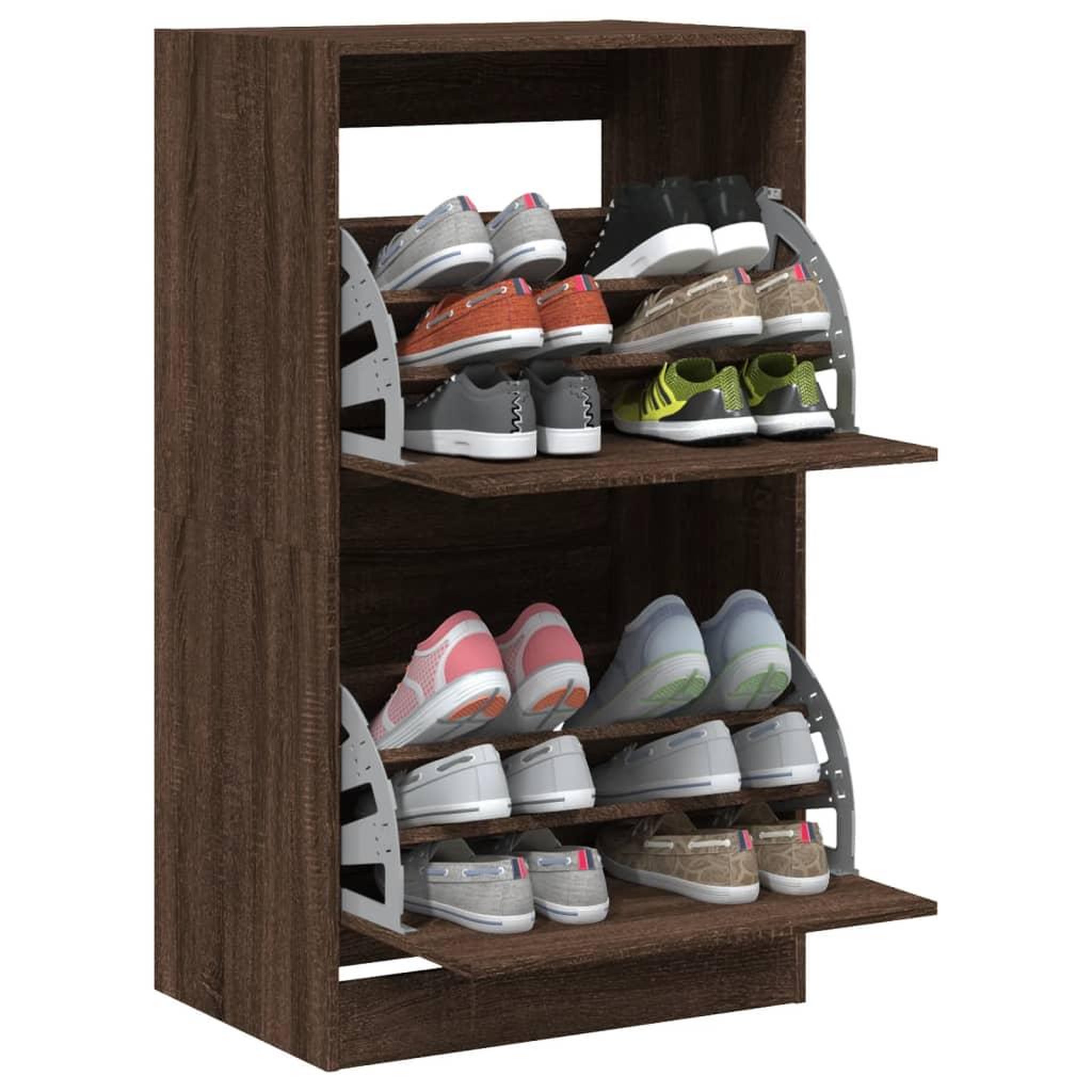 Voir la diapositive 4 : VIDAXL Armoire a chaussures 2 tiroirs rabattables chene marron