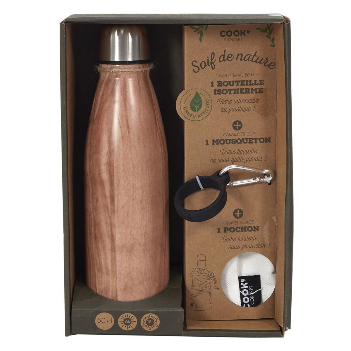 Bouteille isotherme effet bois