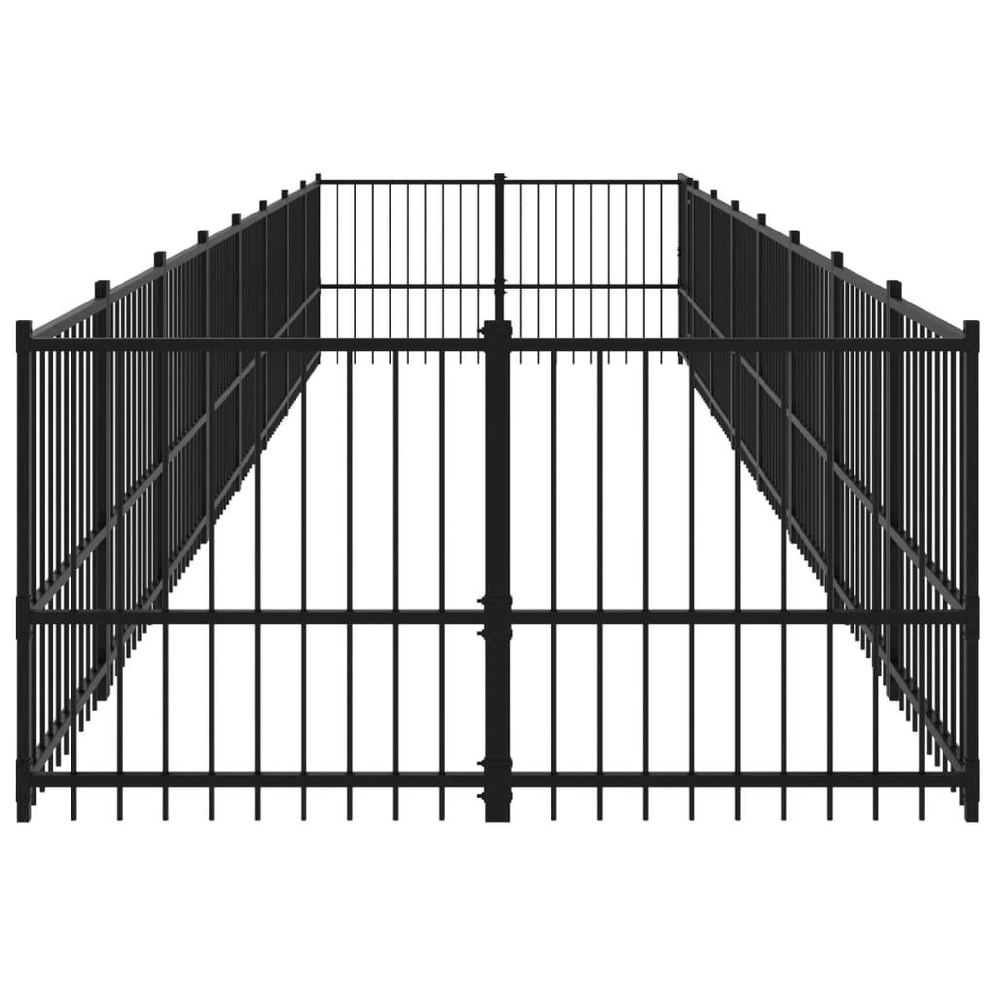 Voir la diapositive 4 : VIDAXL Chenil d'exterieur pour chiens Acier 15,02 m²