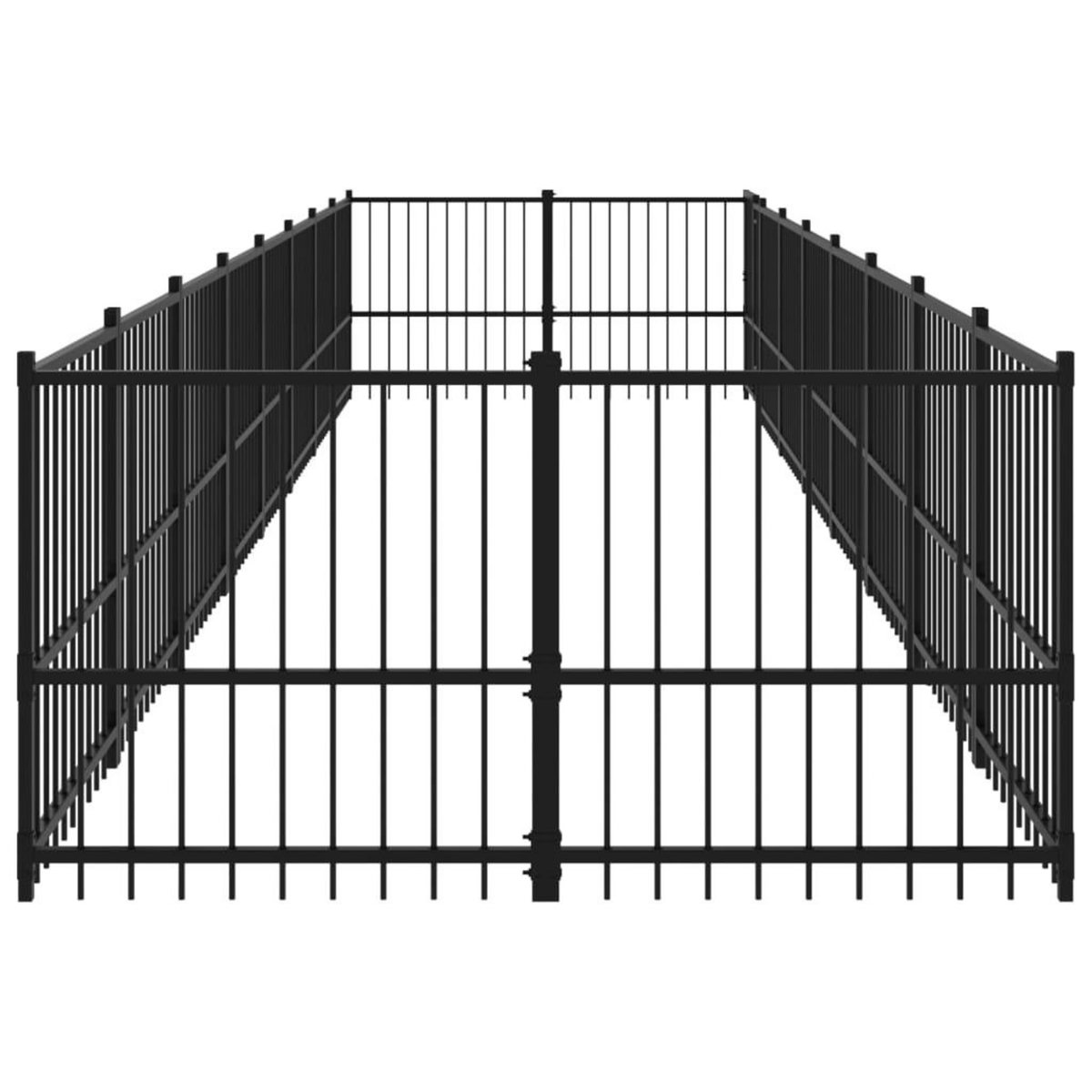 VIDAXL Chenil d'exterieur pour chiens Acier 15,02 m²