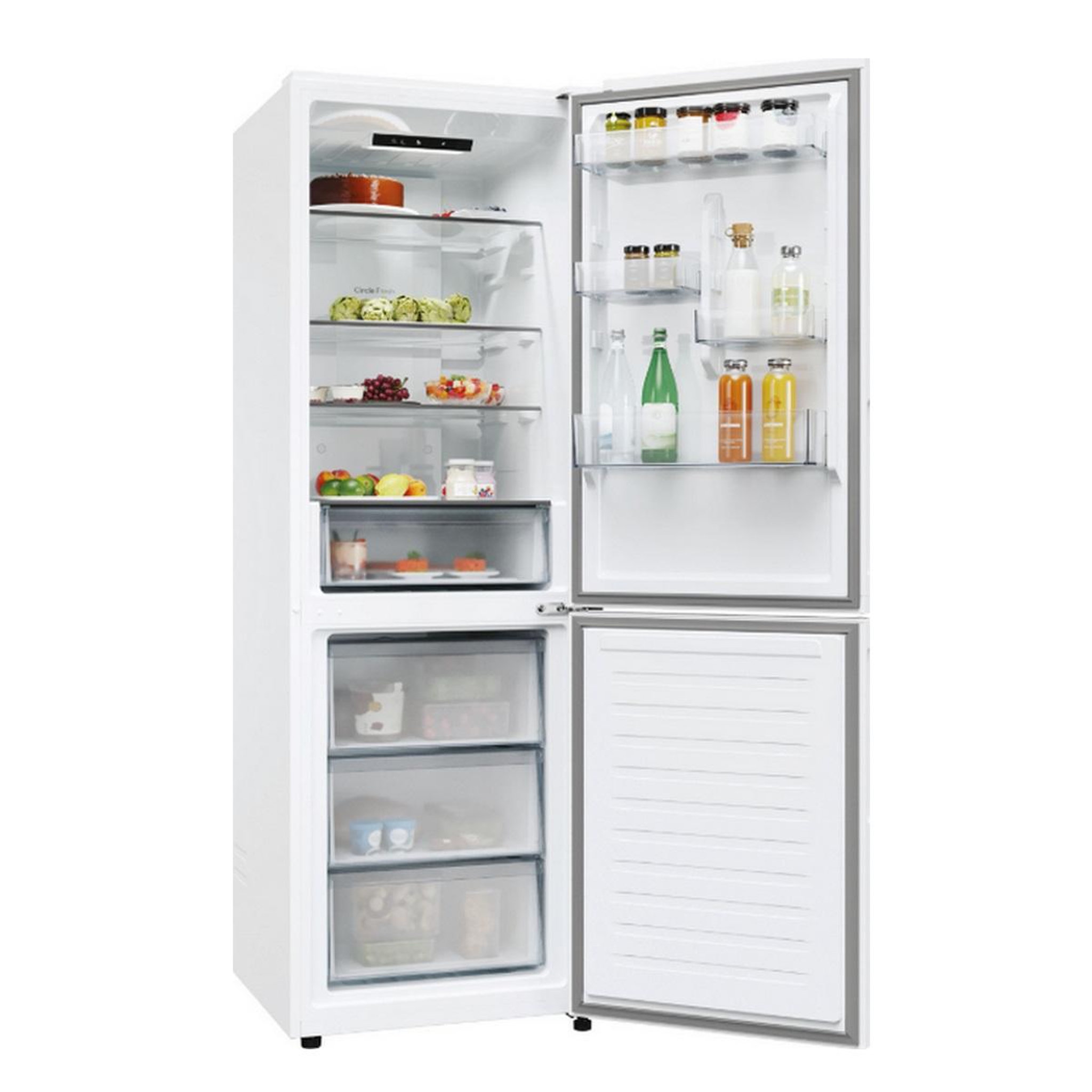 Voir la diapositive 3 : Candy Réfrigérateur combiné 60cm 355l no frost - cncq2t618ew