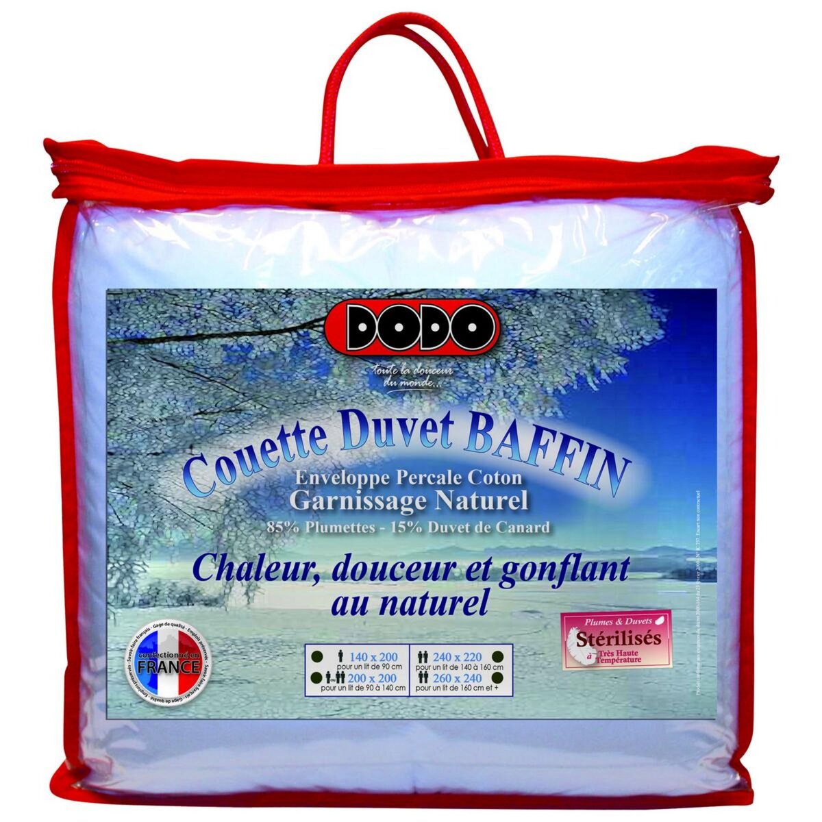 DODO Couette chaude 85% plumettes 15% duvet BAFFIN 400 g/m²