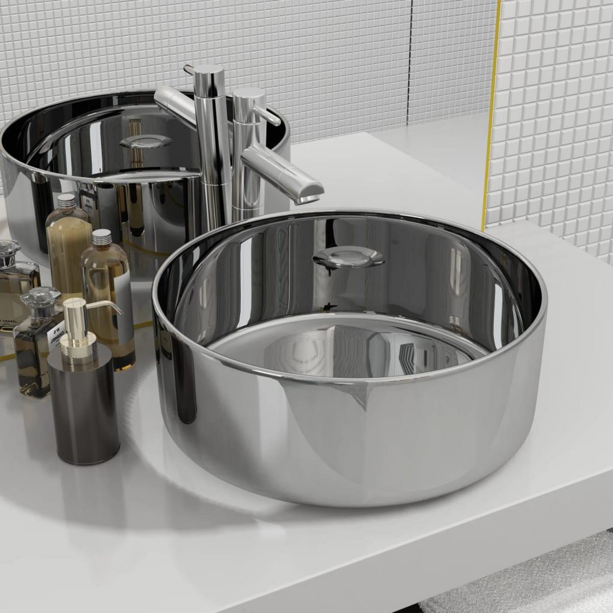 VIDAXL Lavabo 40 x 15 cm Ceramique Argente