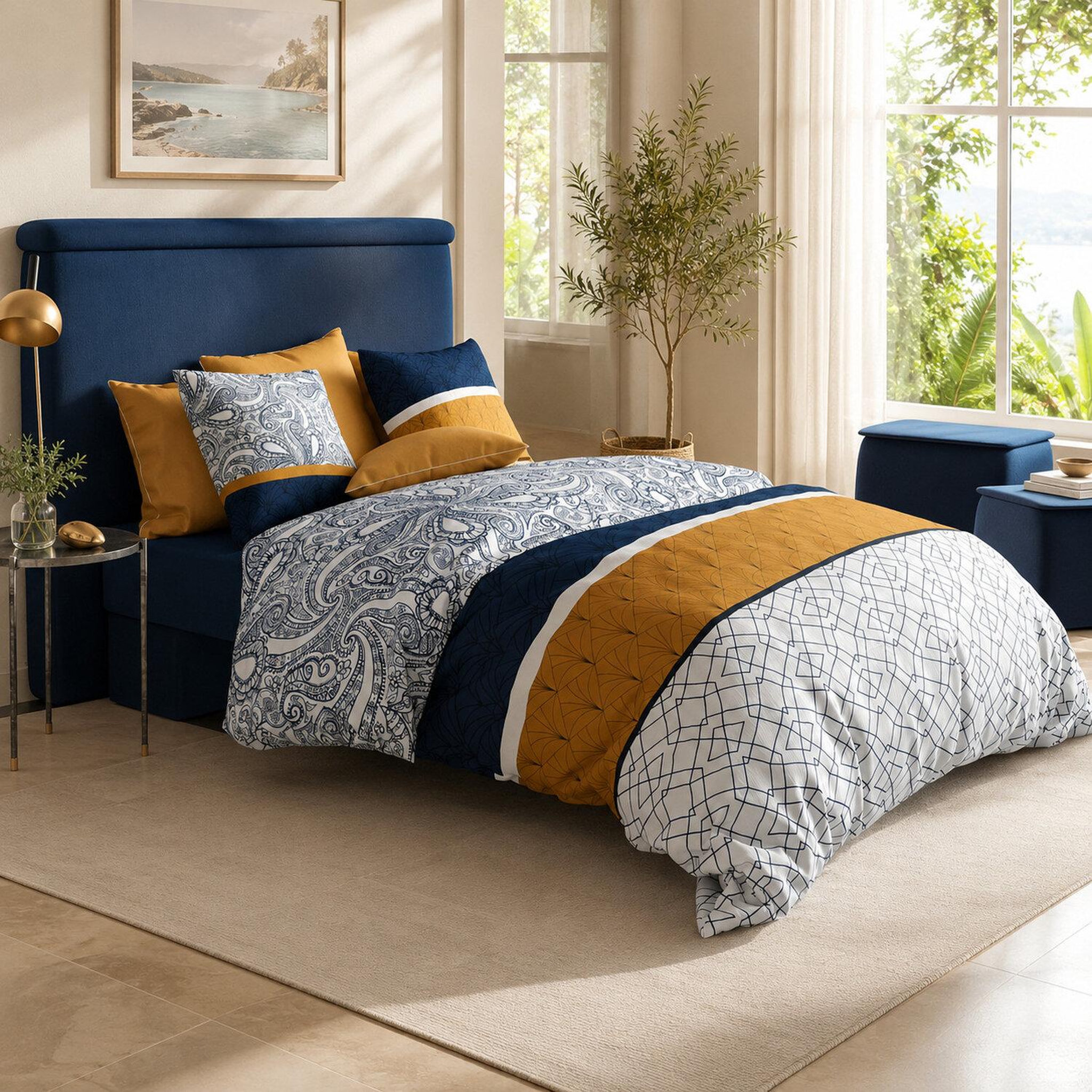 Voir la diapositive 1 : ATELIER DU COTON Parure housse de couette 100% coton 57fils dakota