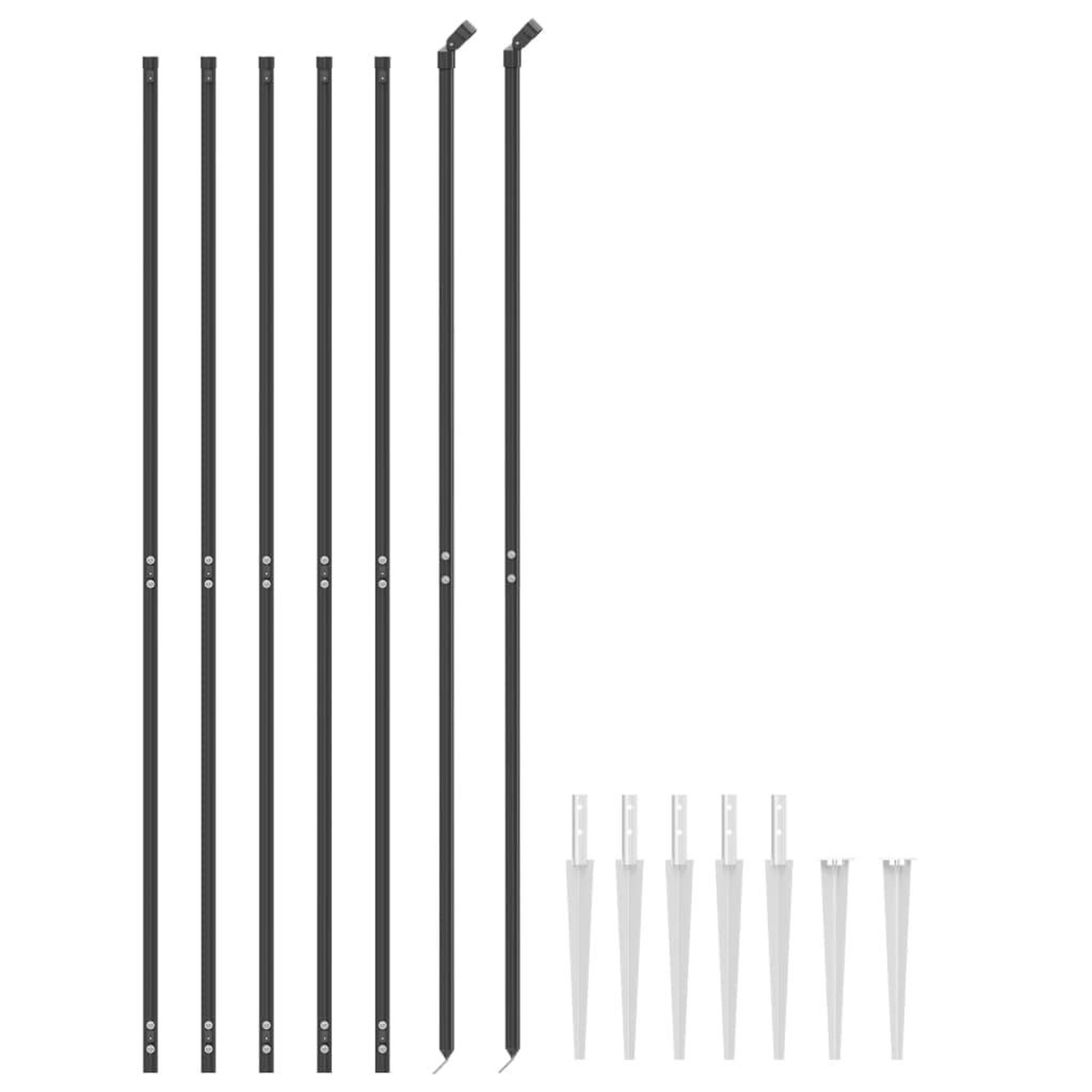 Voir la diapositive 3 : VIDAXL Cloture en treillis metallique et ancrage anthracite 1,4x10 m