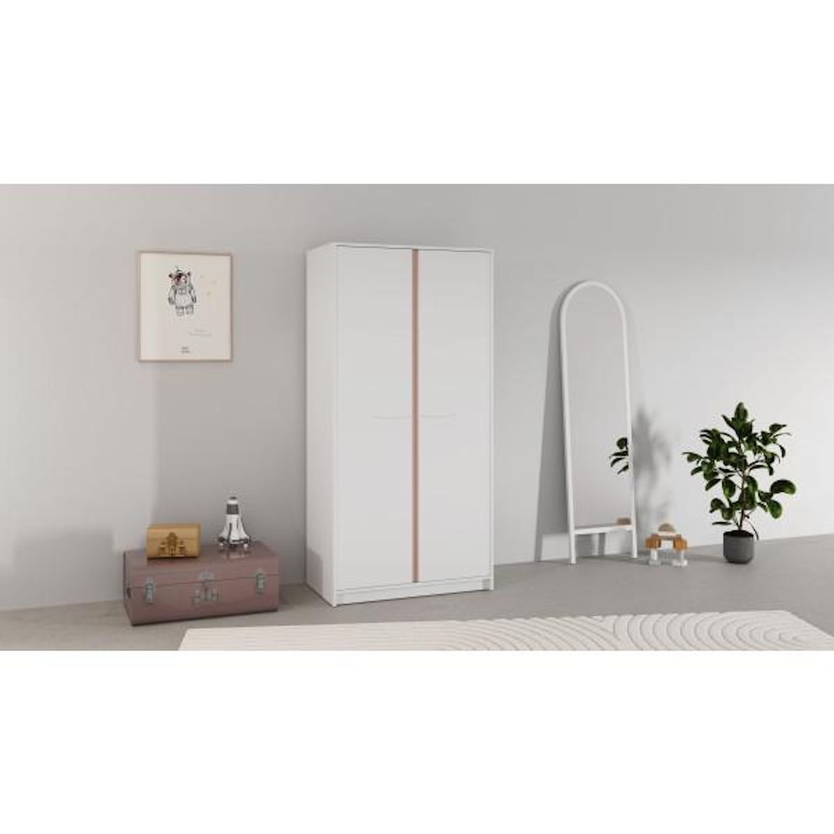 Demeyere Armoire de chambre - REVERSO - Blanc mat - 2 portes - 88,3 x 50 x 180,9 cm