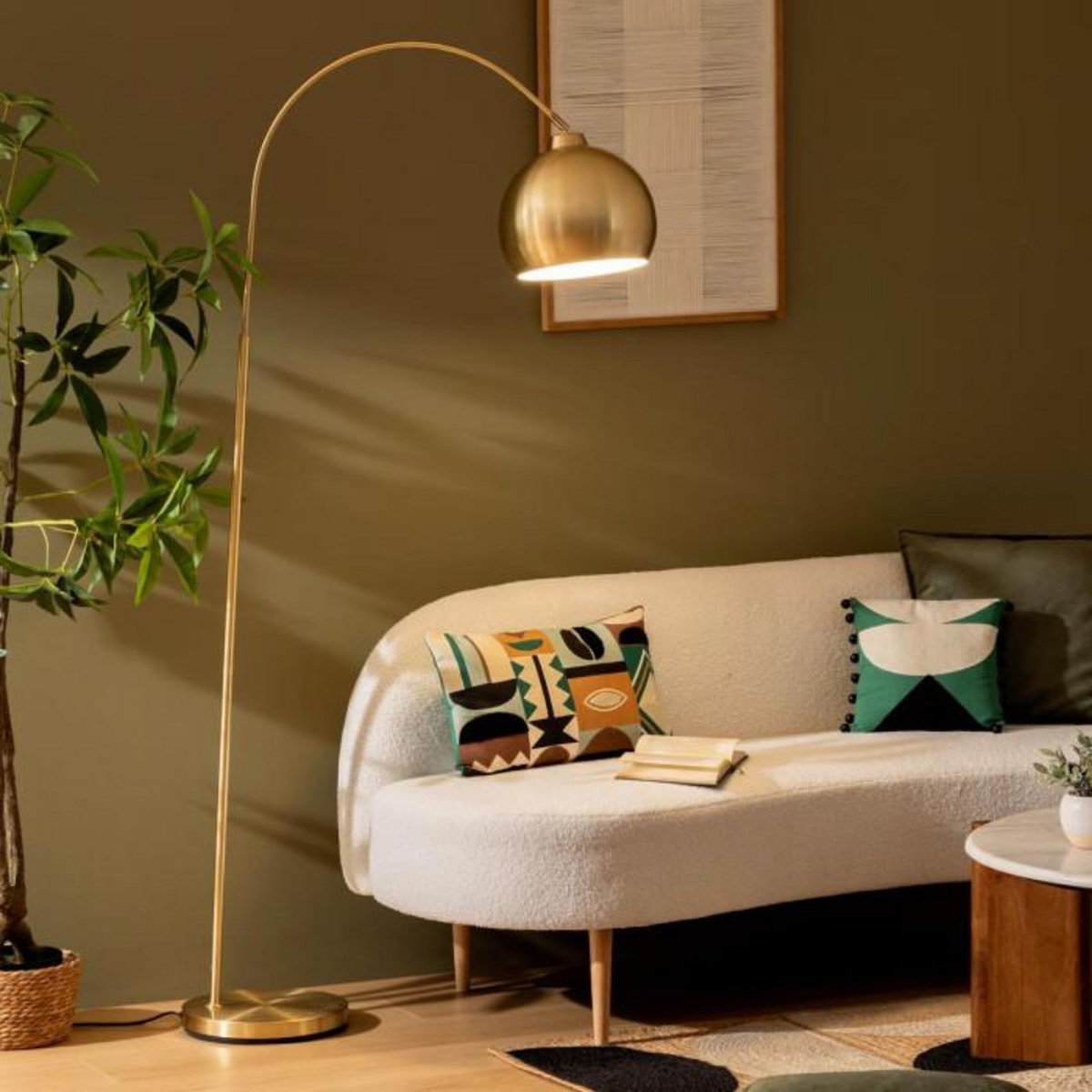 ATMOSPHERA Lampadaire Arc en Métal  Floris  177cm Doré