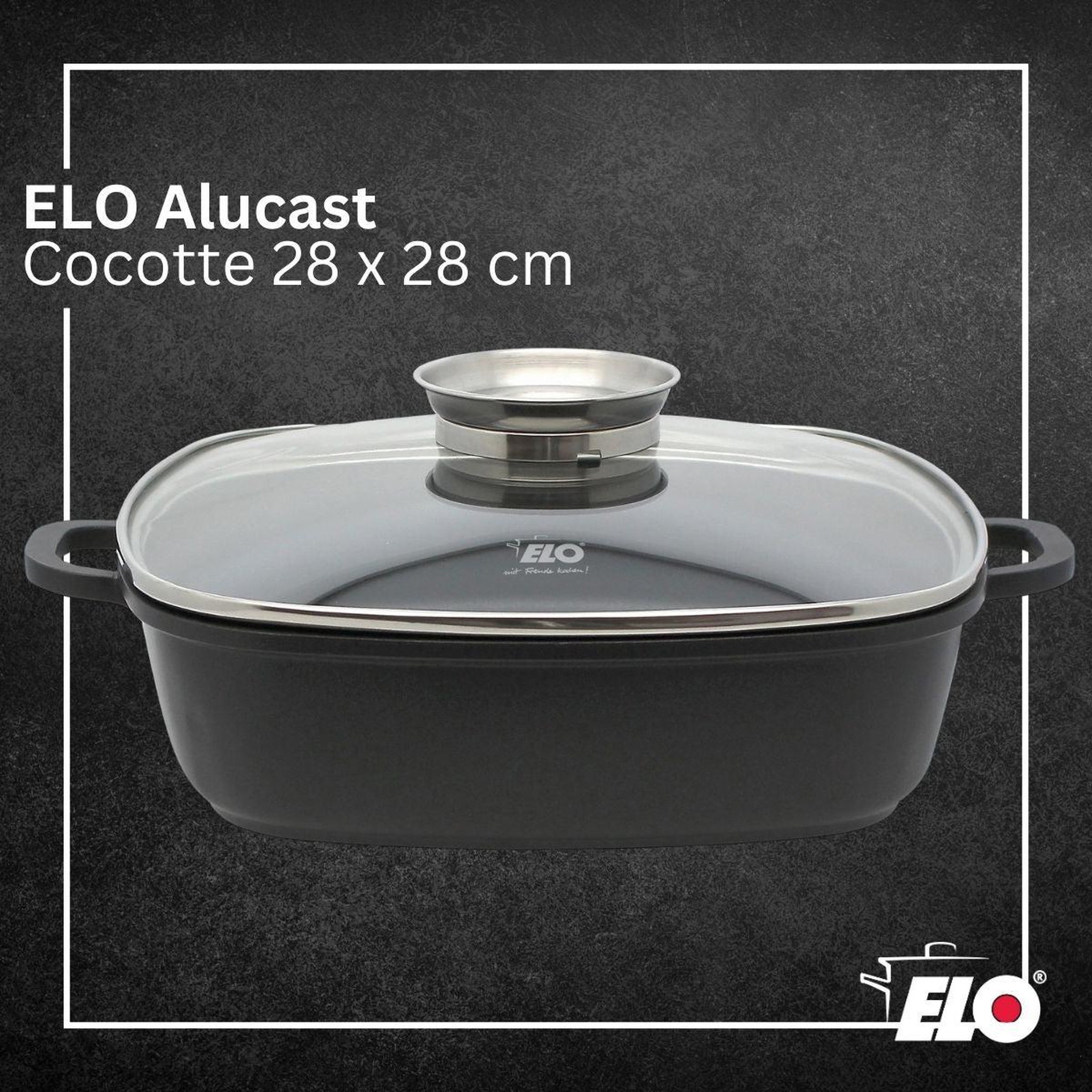 Voir la diapositive 2 : ELO Cocotte 28 x 28 cm en fonte aluminium antiadhésive 3,6 l elo alucast