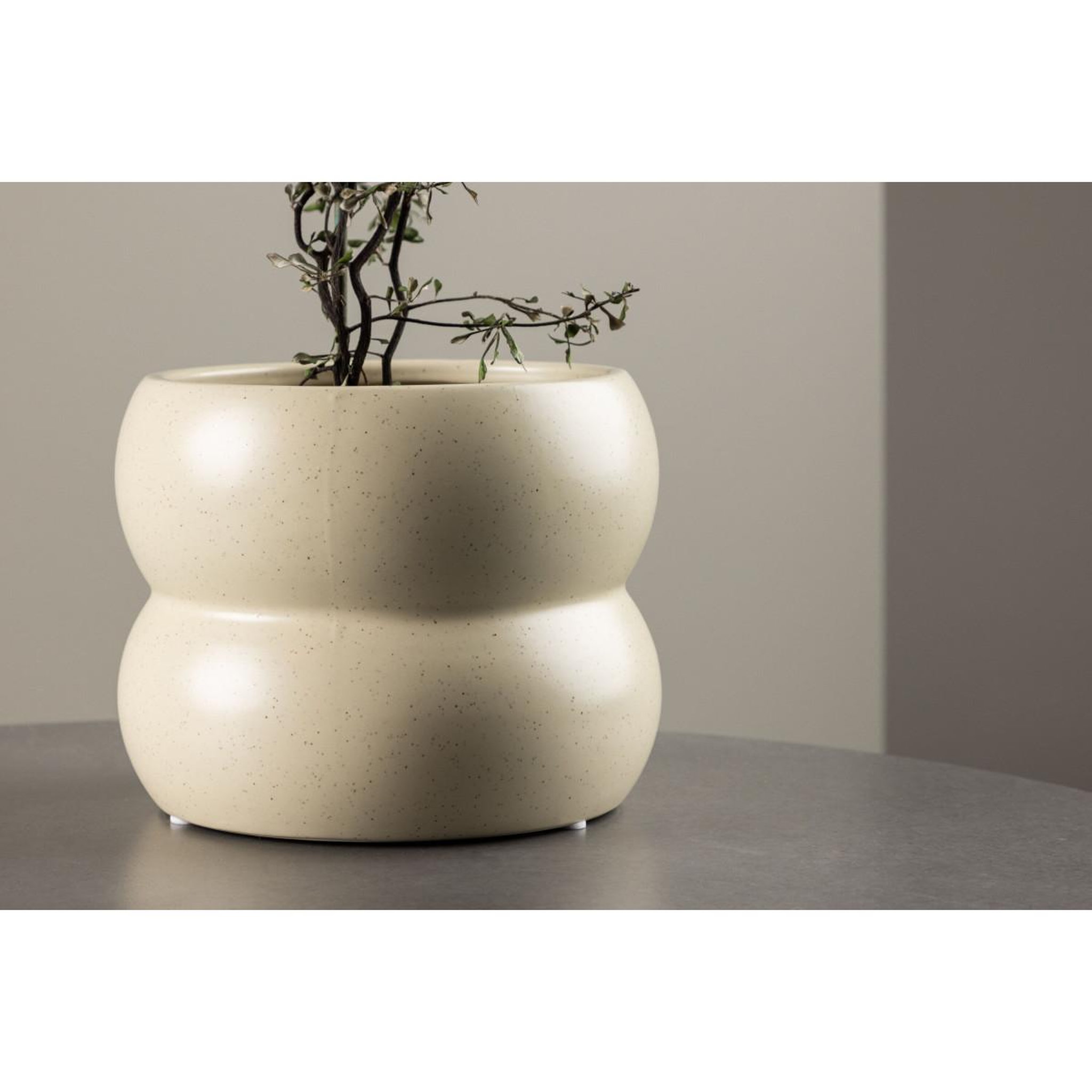 Voir la diapositive 3 : Paris Prix Pot Déco en Céramique  Dapne  16cm Beige & Noir