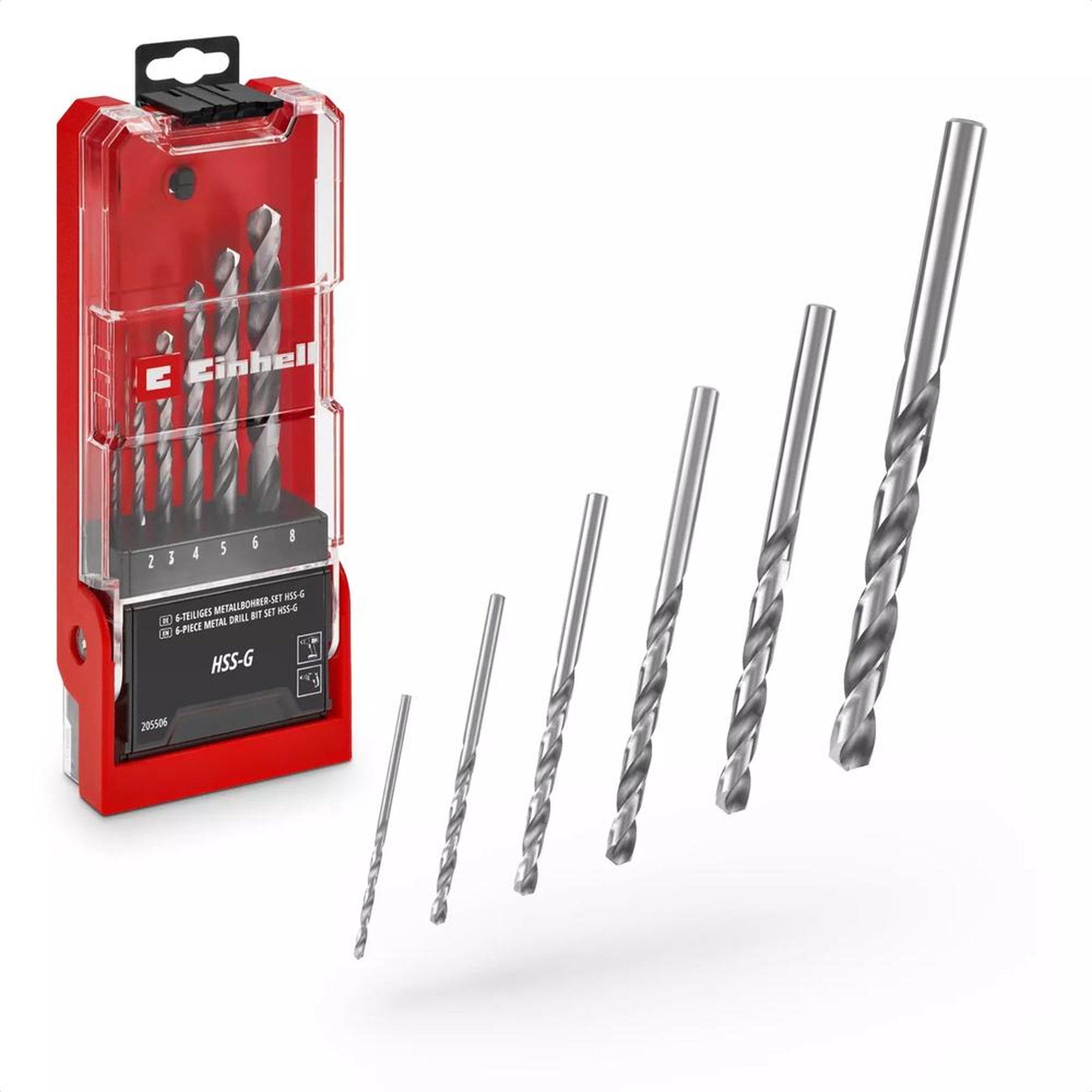 Einhell Coffret forets HSS-G - 6 pièces - acier rapide - Ø 3-8mm - affûtage précis