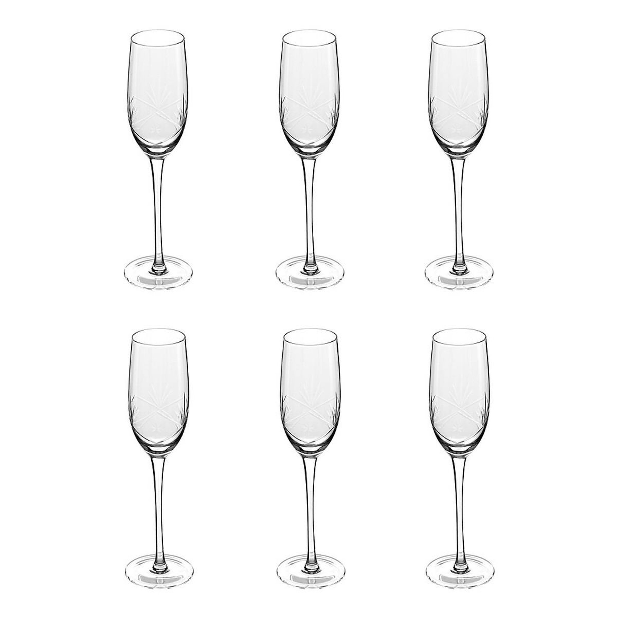 SECRET DE GOURMET Lot de 6 flûtes à champagne design  victoria  21cl transparent
