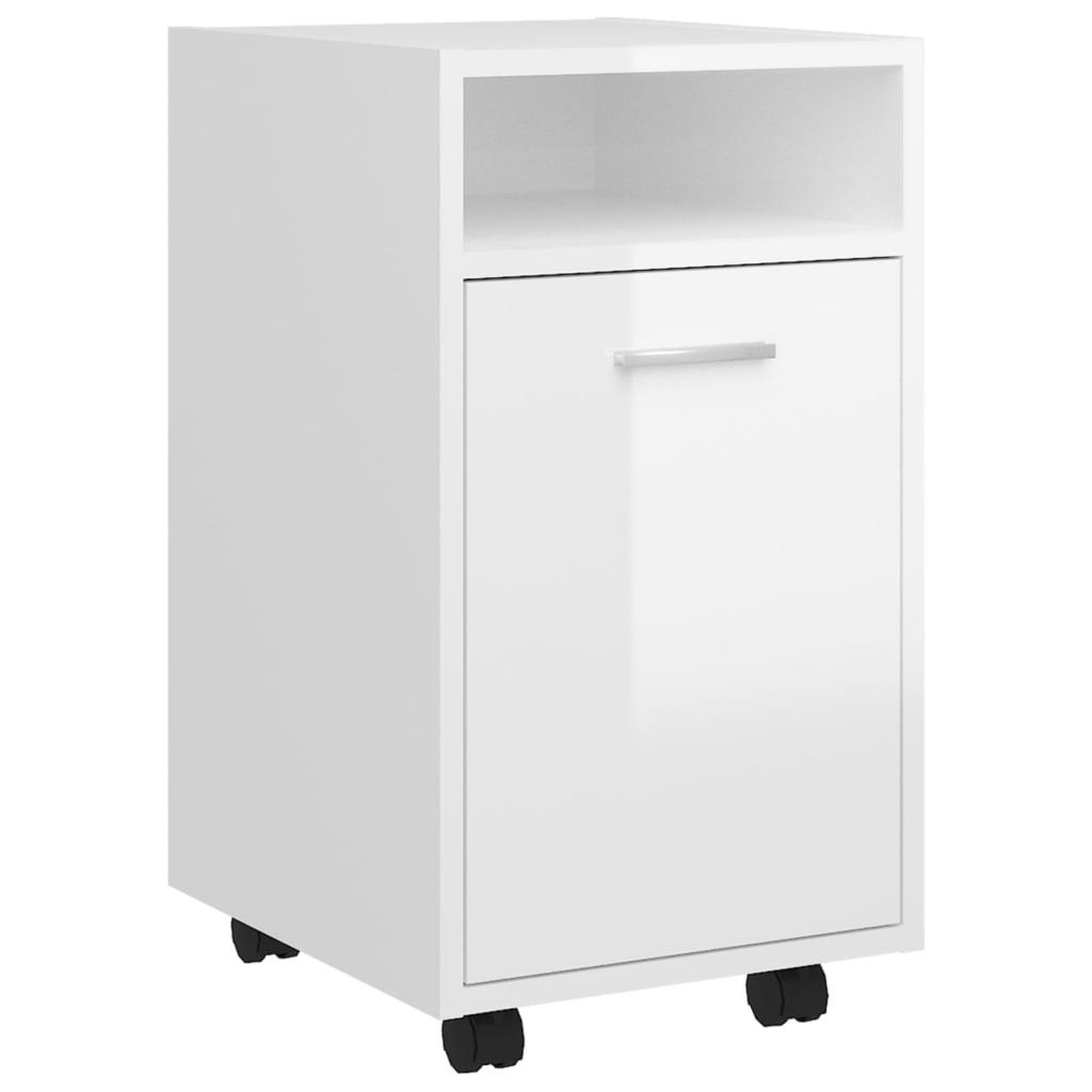Voir la diapositive 2 : VIDAXL Armoire laterale avec roues Blanc brillant Bois d'ingenierie