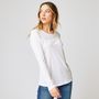 Voir la diapositive 1 : IN EXTENSO T-shirt manches longues écru avec broderie femme
