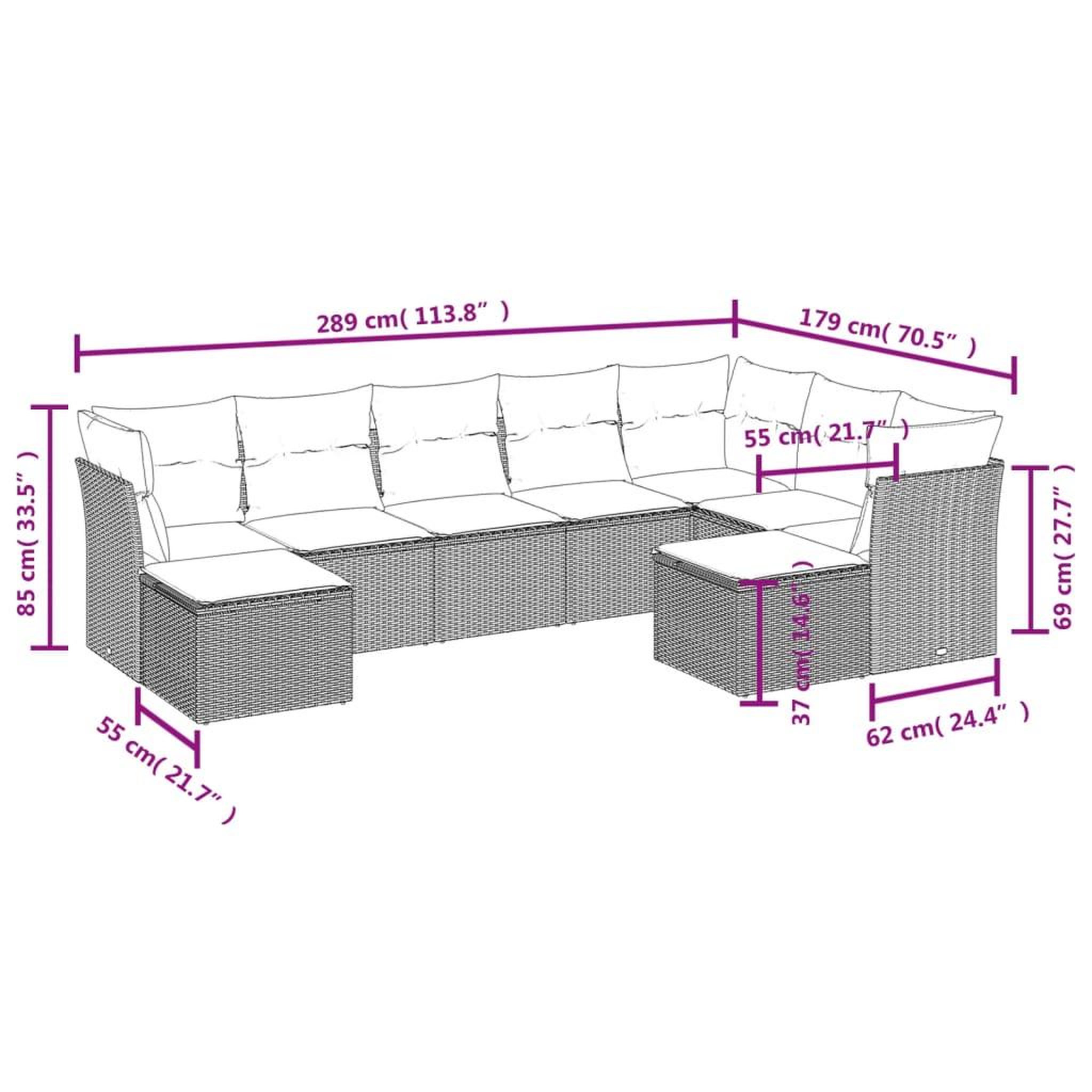 Voir la diapositive 3 : VIDAXL Salon de jardin 9 pcs avec coussins noir resine tressee