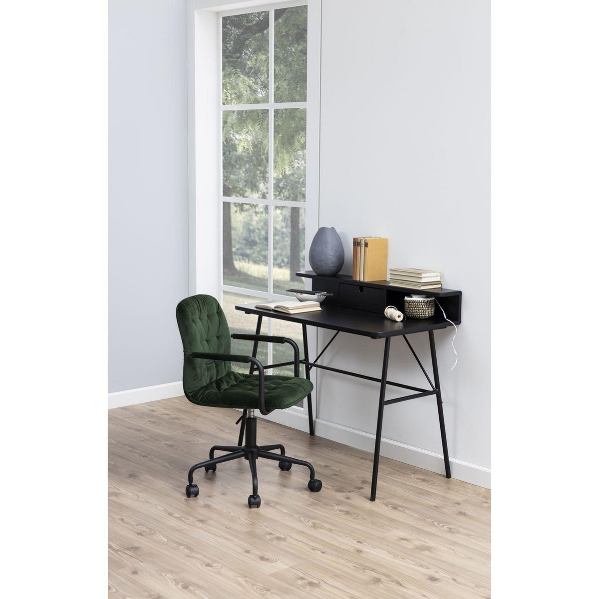 TOILINUX Bureau 1 tiroir et tablette de rangement en MDF et Métal