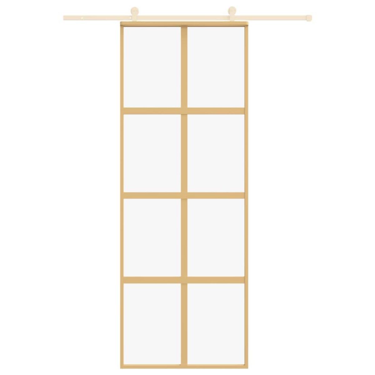 VIDAXL Porte coulissante dore 76x205 cm verre ESG clair et aluminium